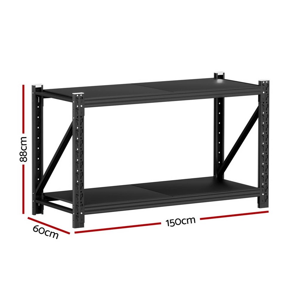 2 Giantz 1.5Mx0.9M Garage Shelving Workbench Warehouse Rack - Black, 2 of 6