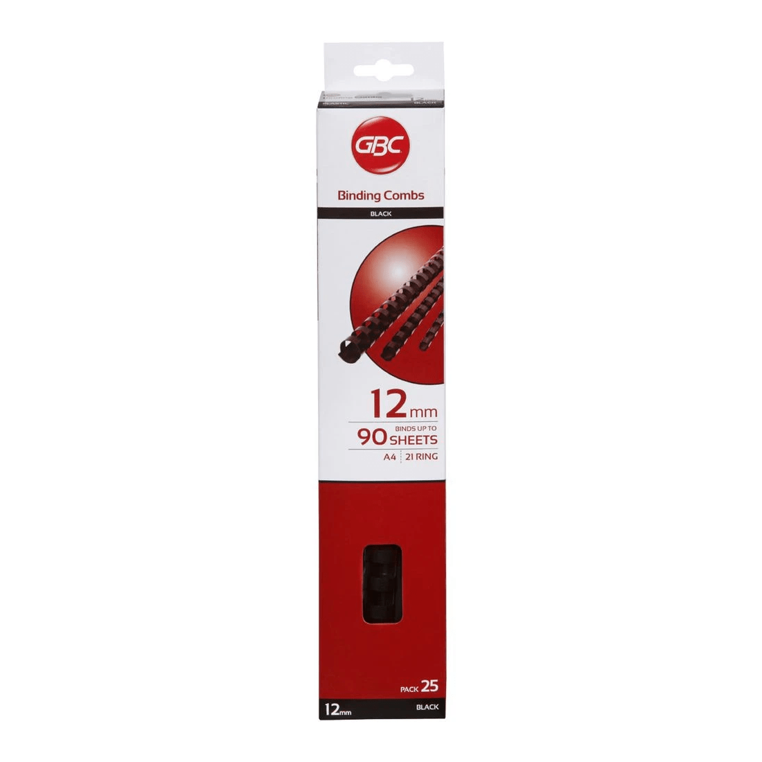 1 GBC Binding Comb 21 Loop Plastic 12mm Black 25 Pack, 1 of 3