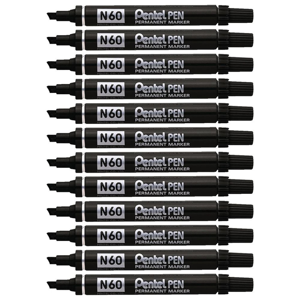 3 Pentel N60 Permanent Markers Black 12 Pack, 3 of 7