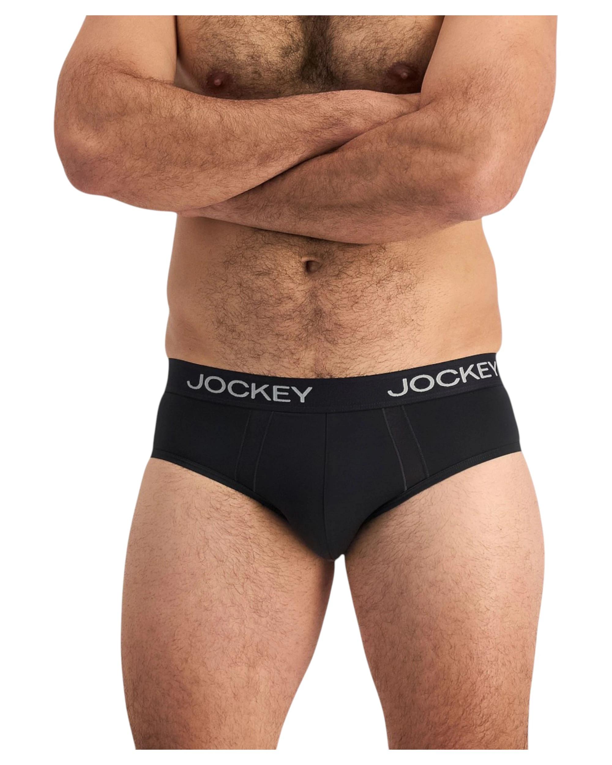 7 Jockey 4 Pack Mens Chafe Proof Pouch Brief Underwear BLACK/GREY, 7 of 7