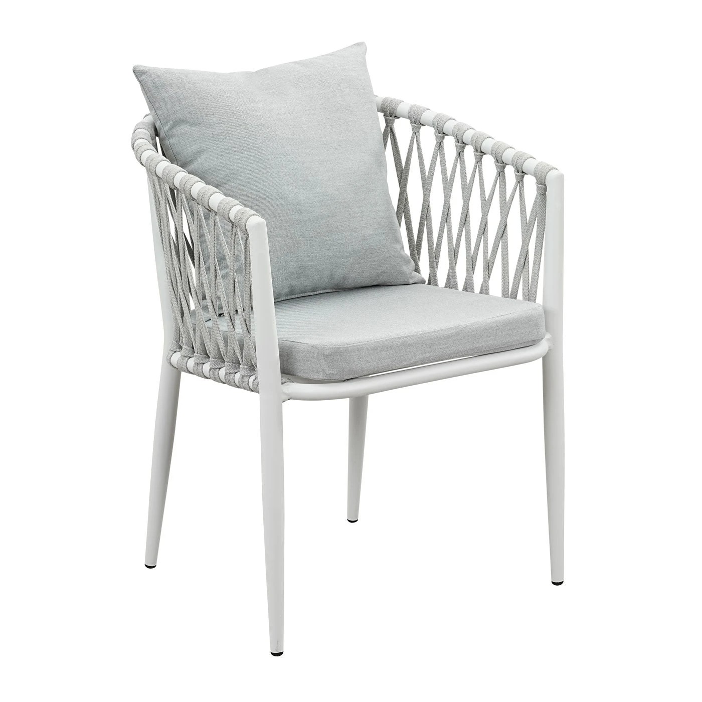 2 Moda Living Mornington White Aluminium Outdoor Dining Chairs with Arms - Light Grey Cushion (Set of 4) - White, 2 of 9