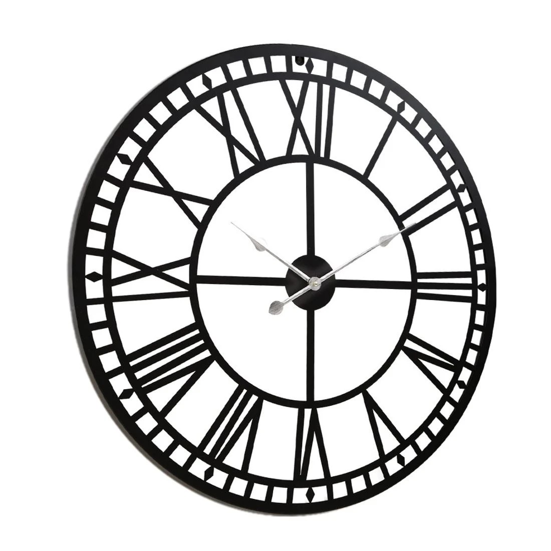 7 Artiss 80cm Wall Clock Large Roman Numerals Metal - Black, 7 of 7
