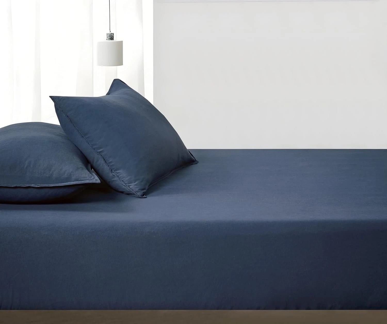 3 CleverPolly 100% Vintage Washed Microfibre Fitted Sheet Set - Navy Blue - Super King Bed, 3 of 5