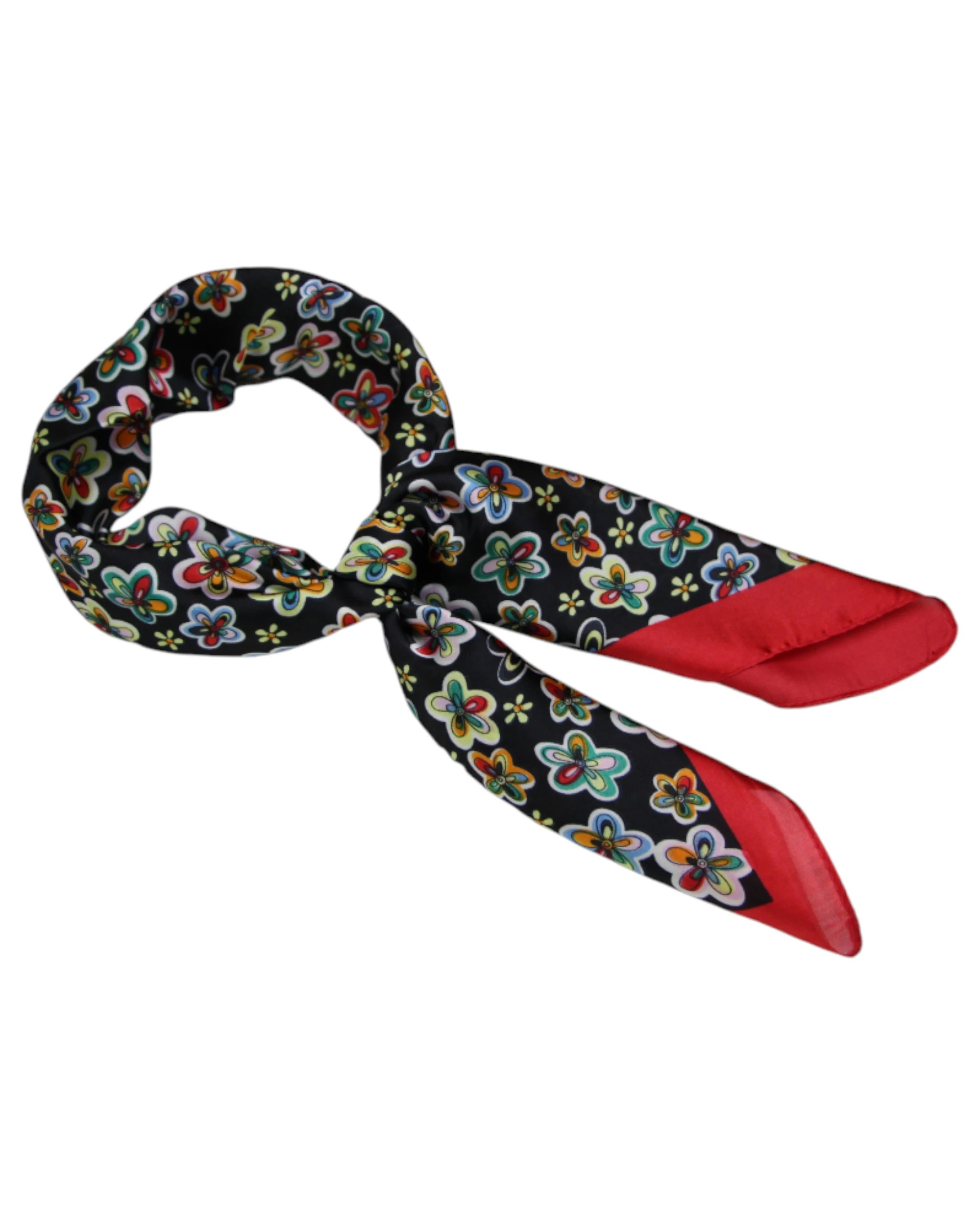 1 Zasel Womens Black With Colourful Flowers Silk Feel Soft Neck Scarf - Multi, 1 of 1