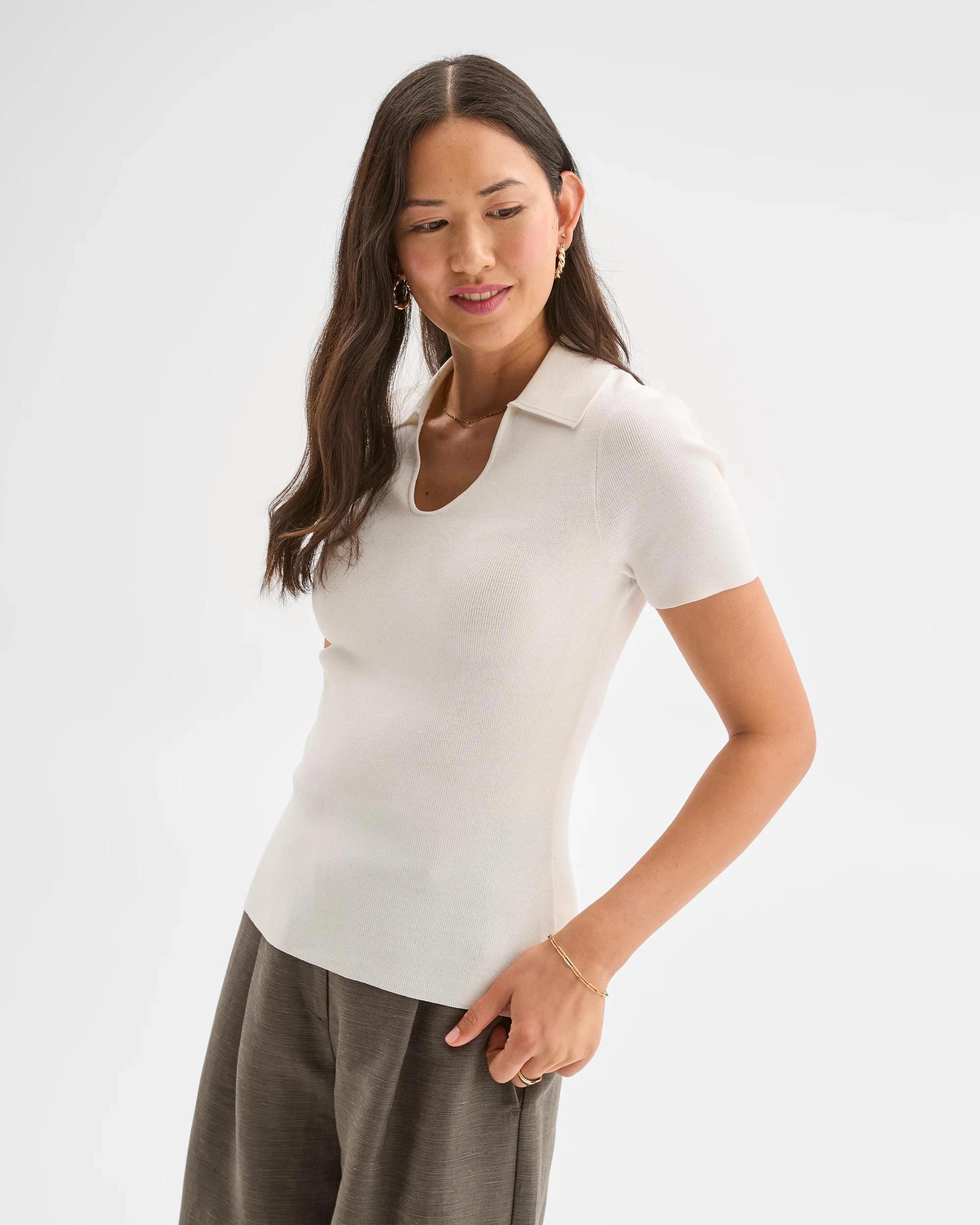 7 Preview Short Sleeve Ultimate Polo Top CLOUD DANCER, 7 of 9