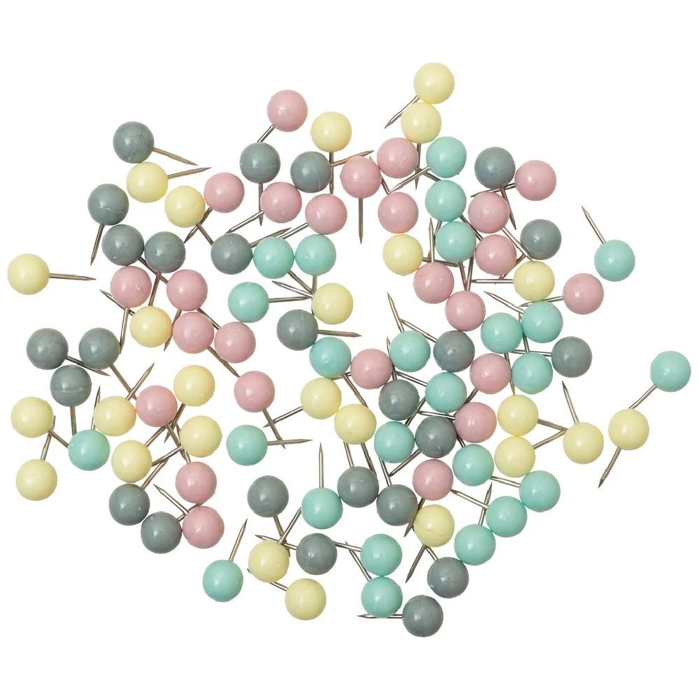 1 Otto Pushpin Round 100 Pack Pastel, 1 of 3