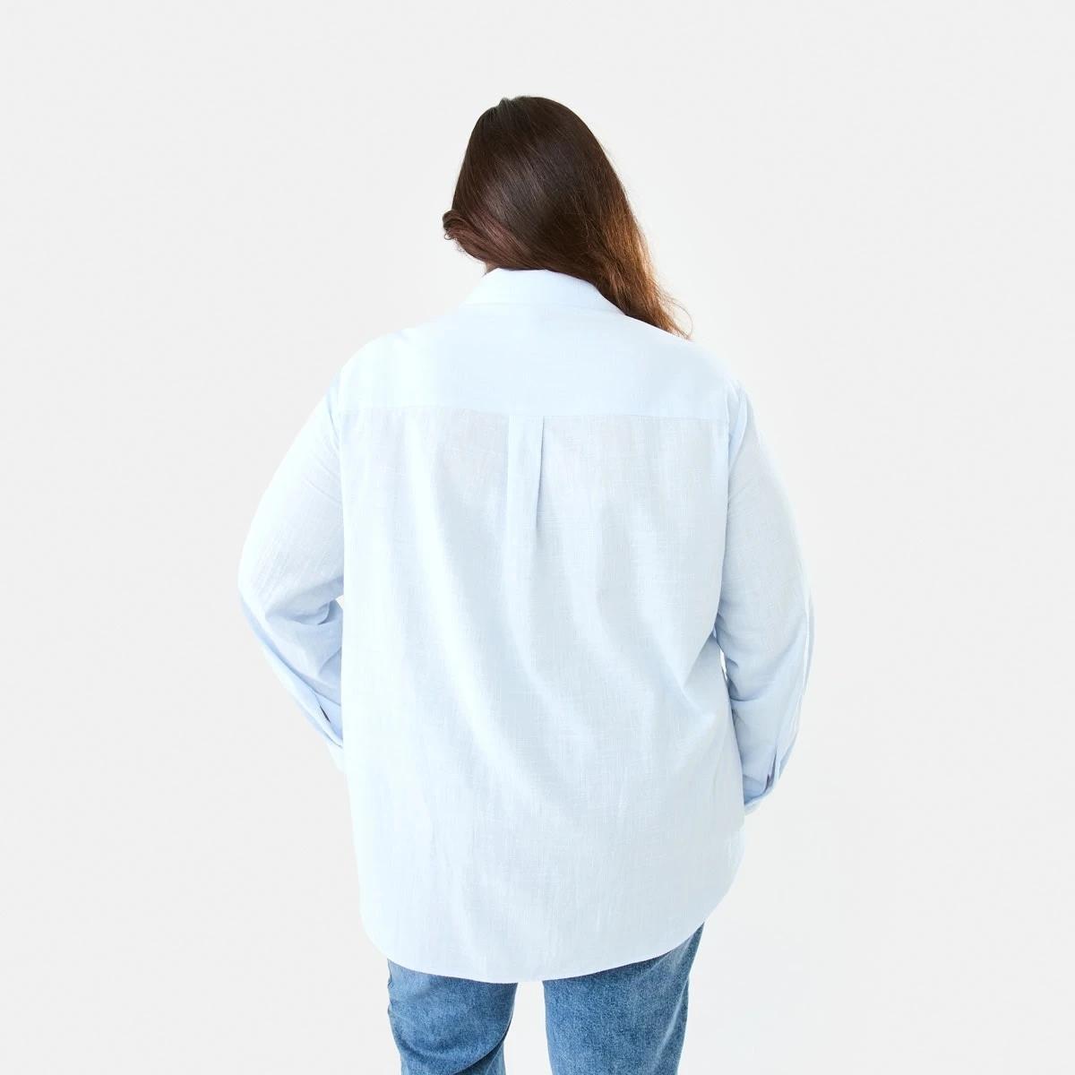 4 Curve Long Sleeve Cotton Shirt Blu Bysde, 4 of 8