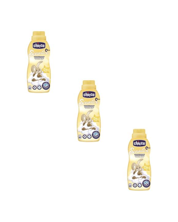 Chicco 3PK Nursing Sensitive 750ml Fabric Softener Tender Touch - Yellow