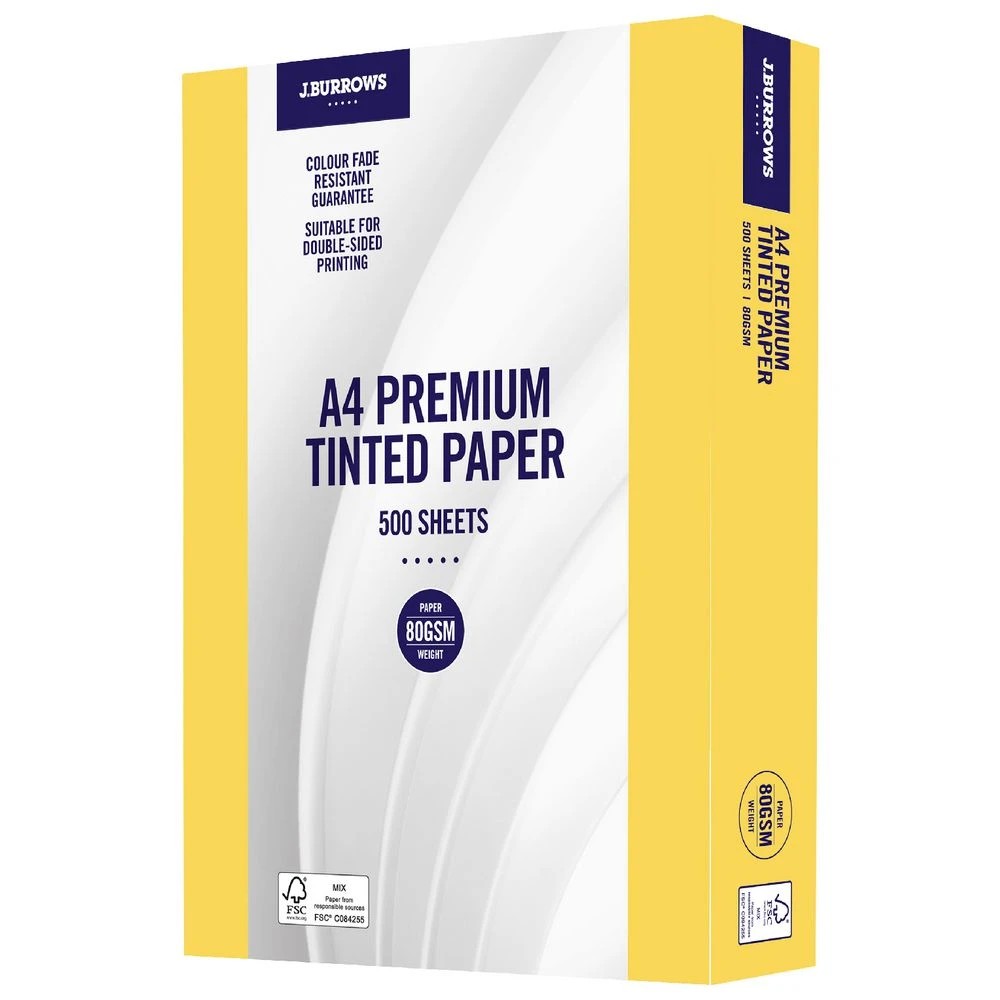 2 J.Burrows Premium A4 Tinted Paper 500 Sheet Ream Gold, 2 of 2