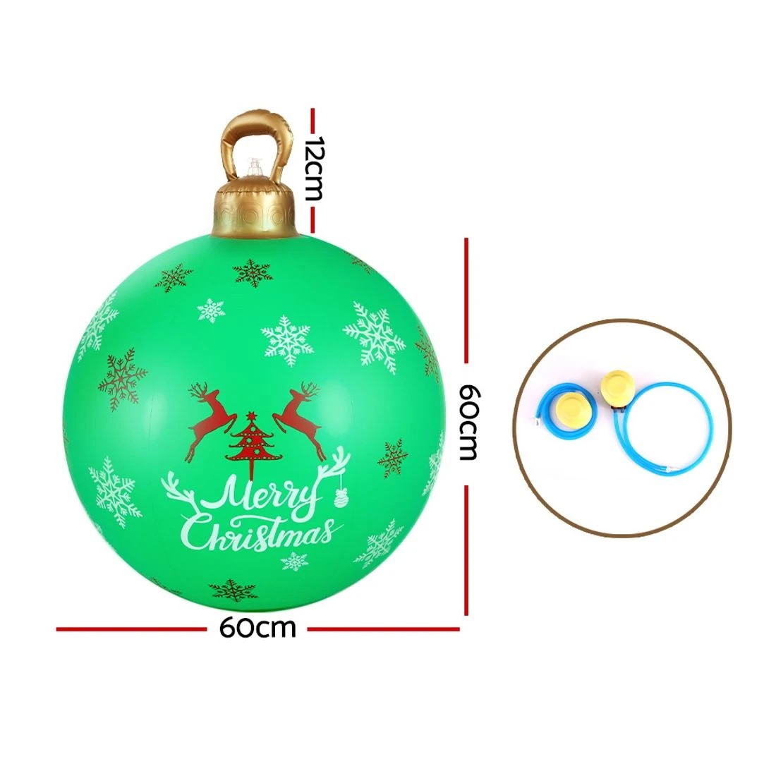 2 Jingle Jollys Christmas Inflatable Ball Bauble 60cm Outdoor Decoration Green Durable Space Saving Modern Decor - Green, 2 of 5