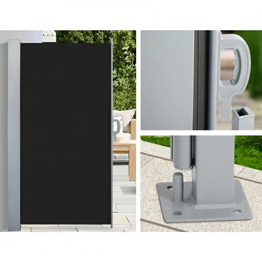 5 Instahut Side Awning Sun Shade Outdoor Retractable Privacy Screen 2X3M  X2 - Black, 5 of 6