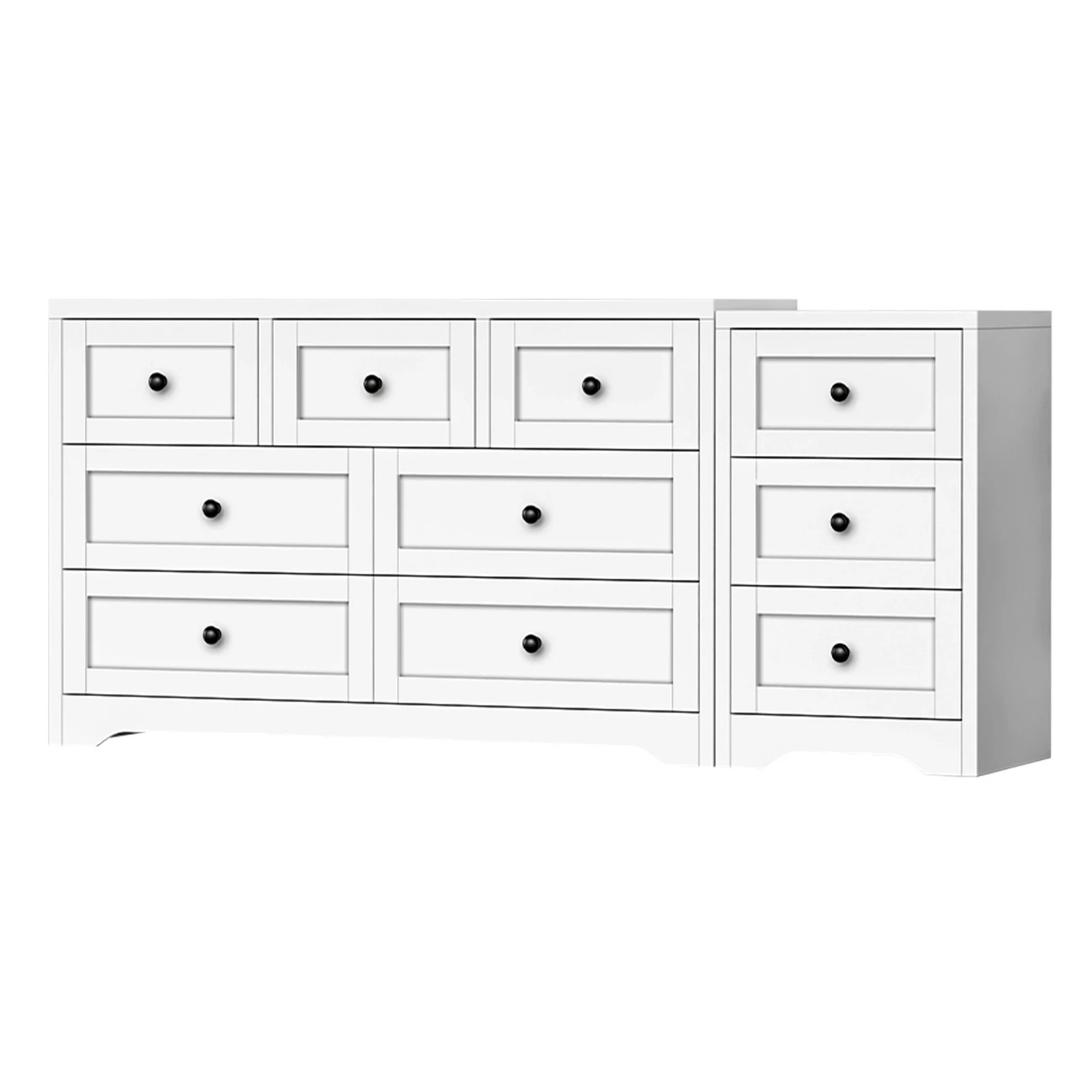 1 Alfordson 7 Chest of Drawers Bedside Table Bedroom Storage Hamptons - White, 1 of 10