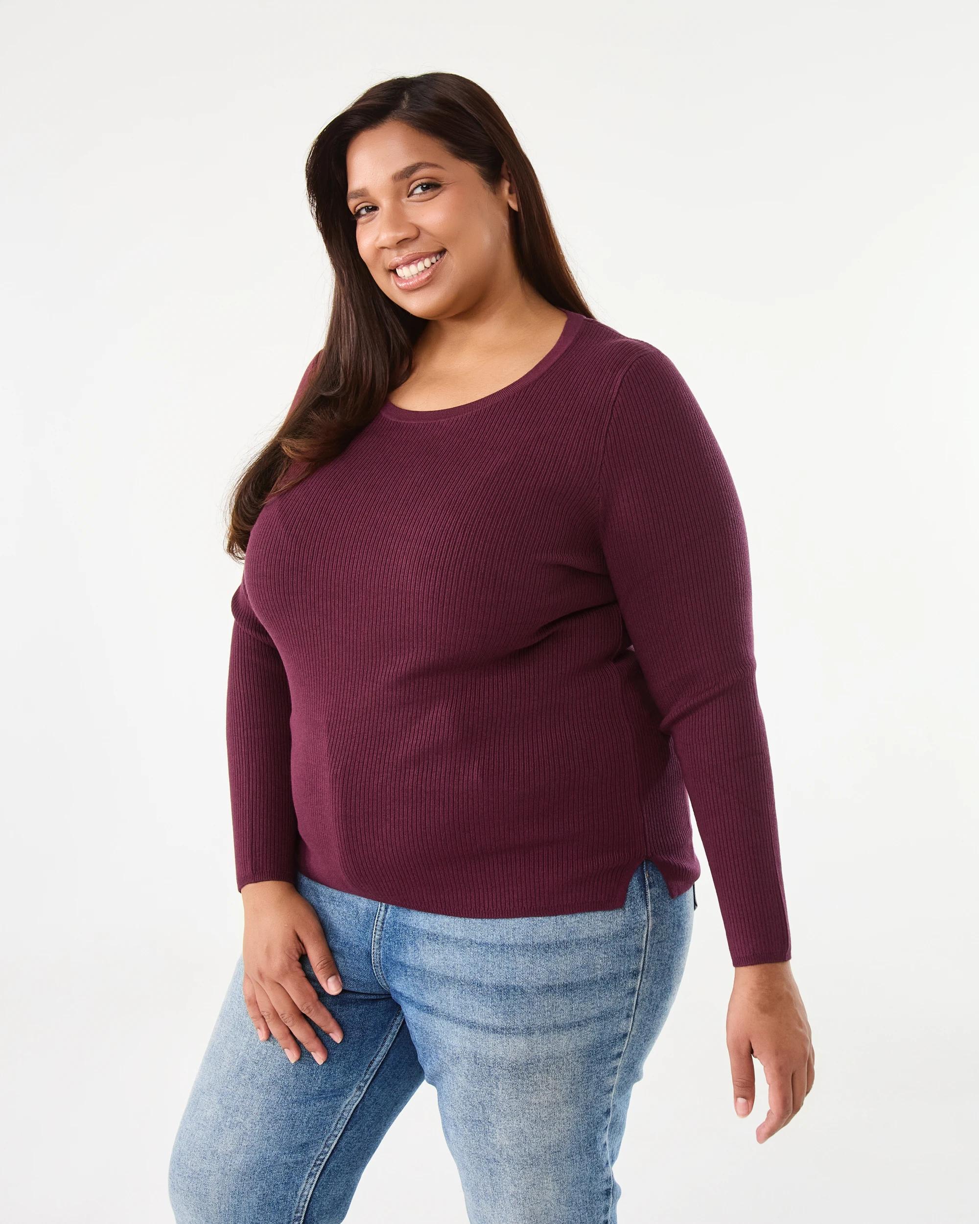 2 Curve Long Sleeve Scoop Neck Top Red Royale, 2 of 6