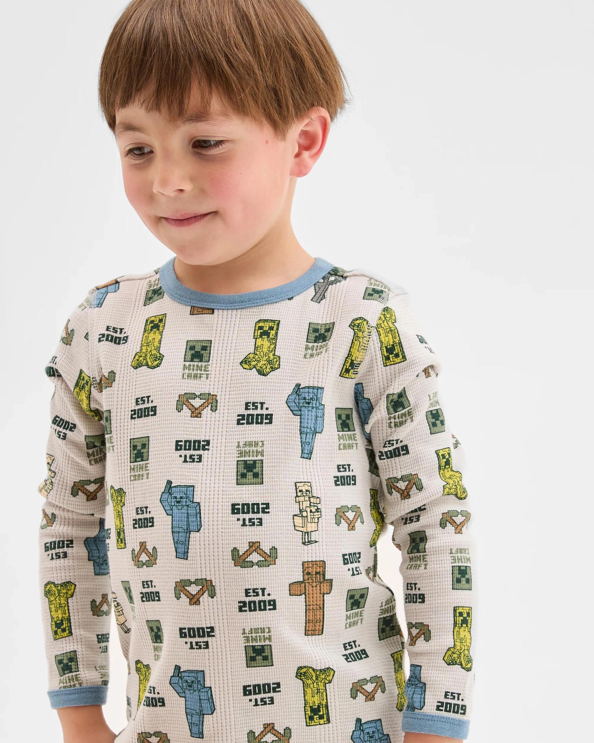 2 Minecraft Australian Cotton Younger Boys Waffle Pyjama Set MINECRAFT, 2 of 7