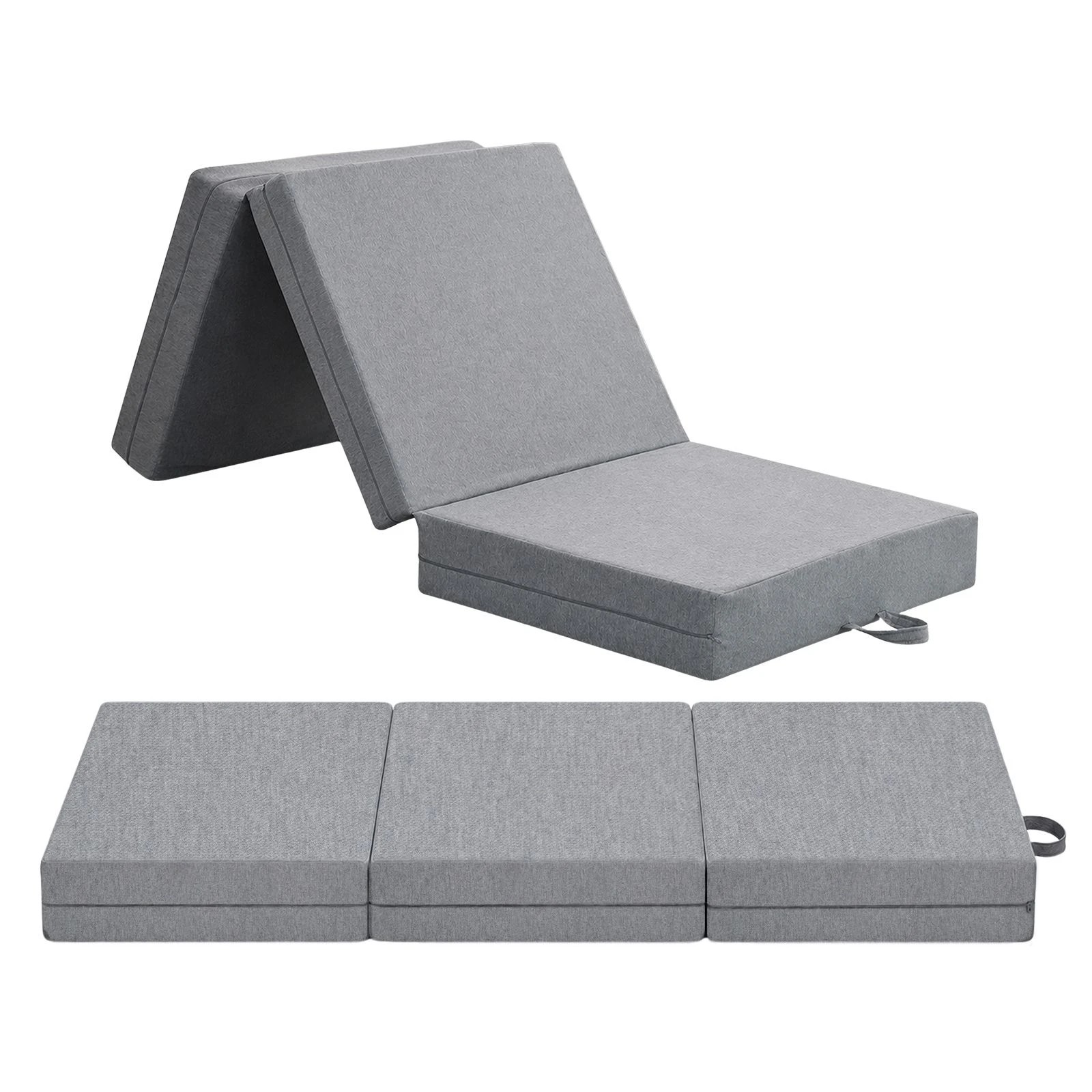 1 Luxsuite Portable Tri-Fold Single Memory Foam Mattress Guest Bed with Washable Cover, 190x90x15cm, 1 of 6