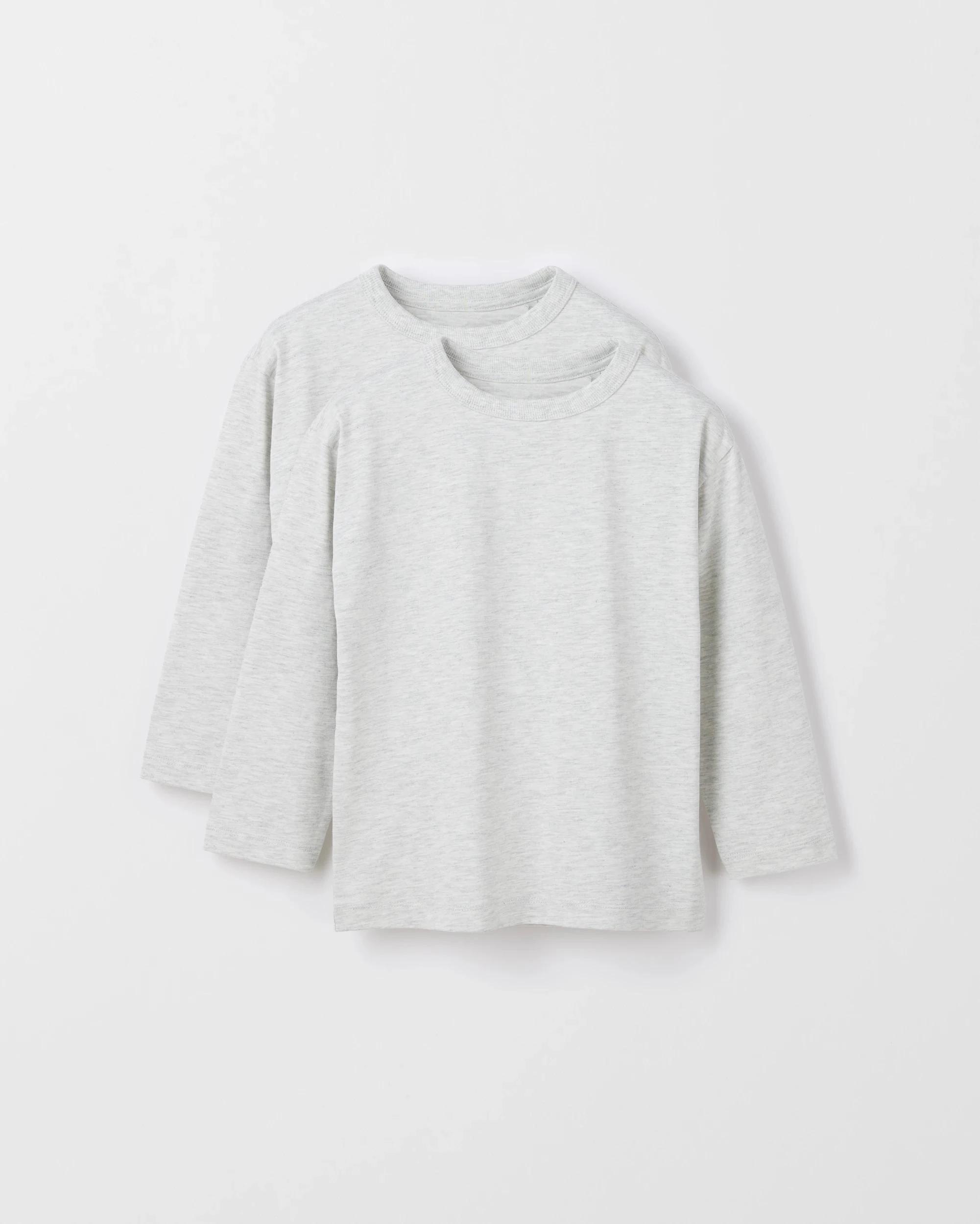 1 Target Kids Organic Cotton 2 Pack Plain Long Sleeve T-Shirt GREY MARLE, 1 of 3