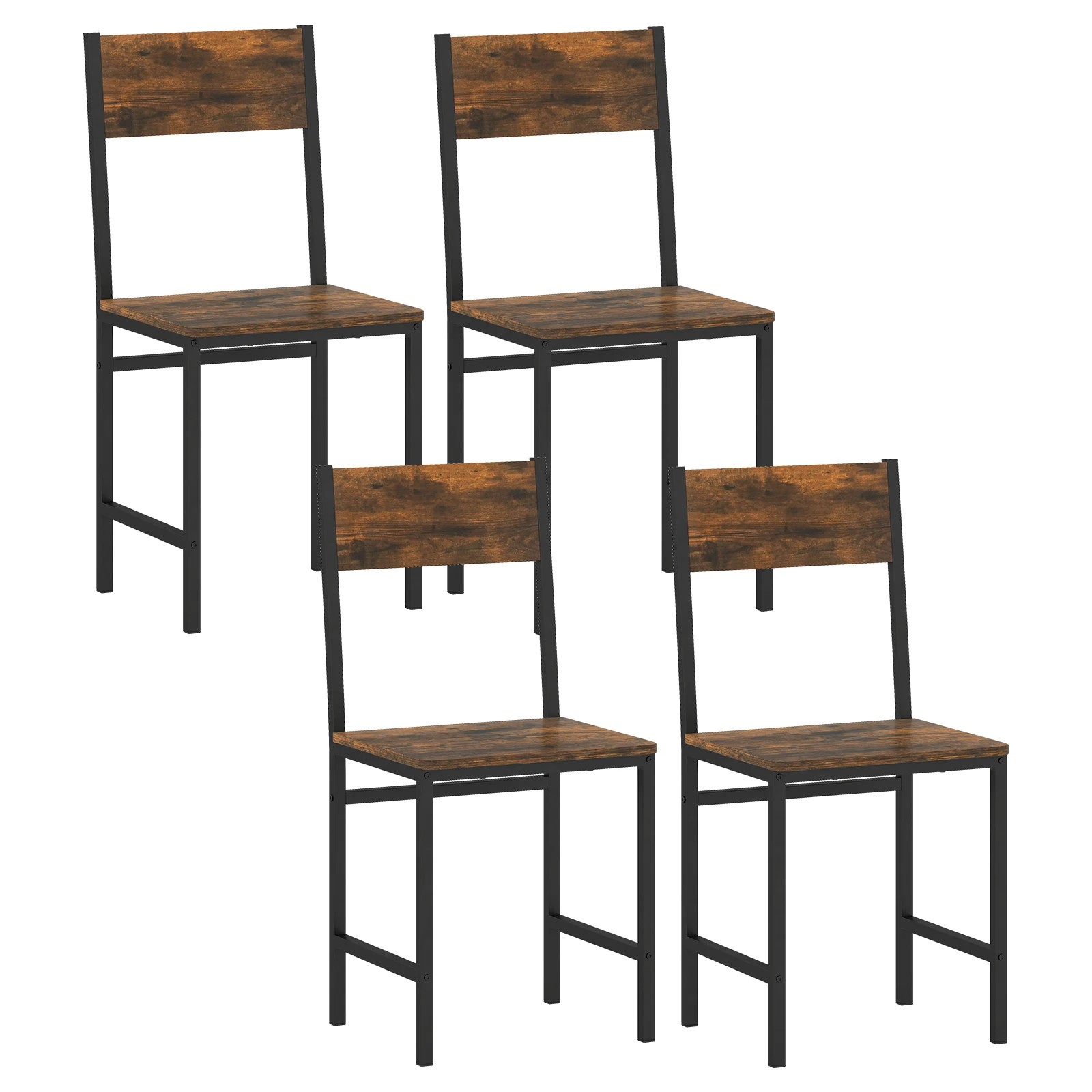 1 Costway 4PCS Dining Chairs Metal Frame Accent Chairs w/Wide Comfy Seat & High Curved Back - Brown, 1 of 1