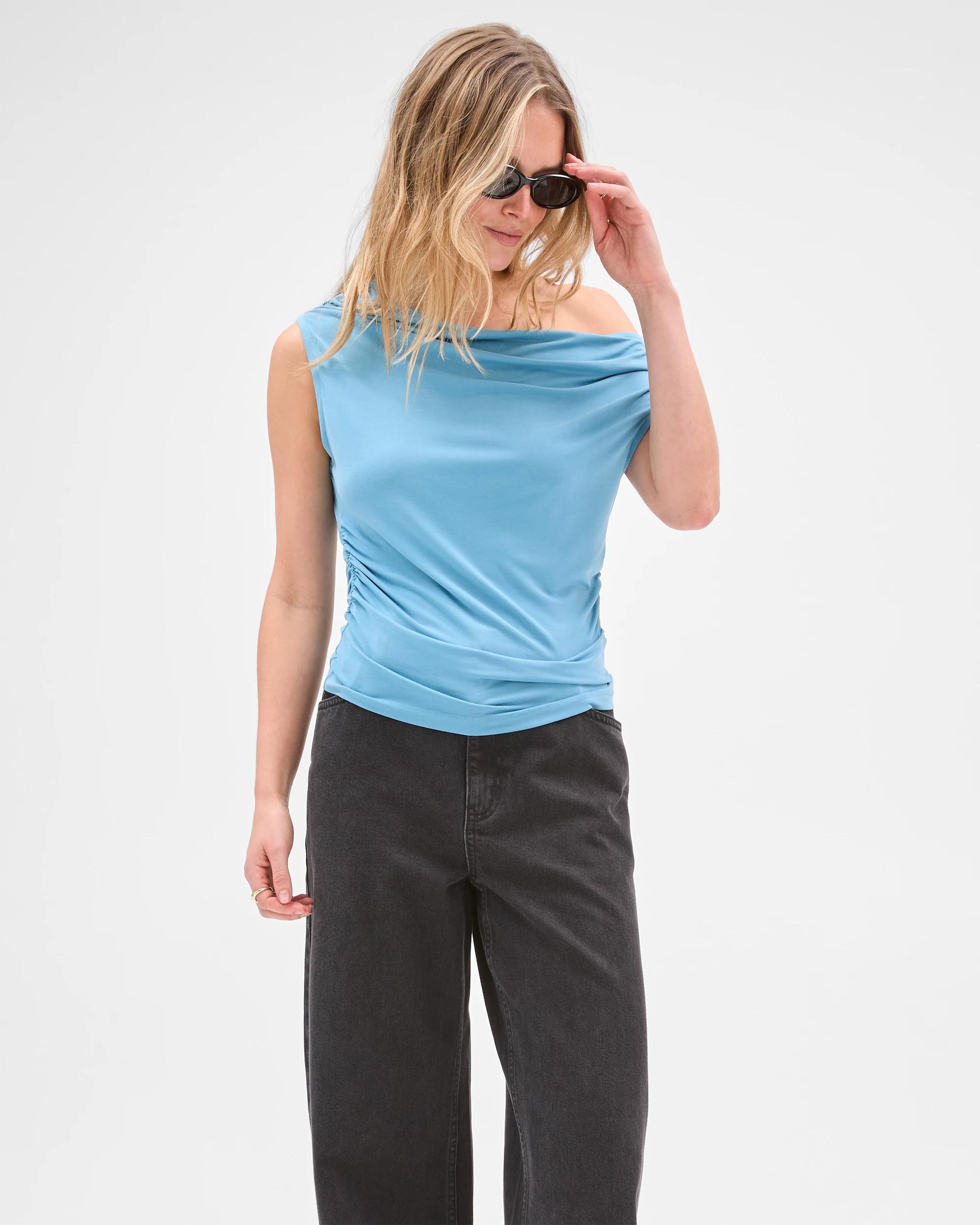 2 Lily Loves Drape Off Shoulder Top DEEP SEA, 2 of 7