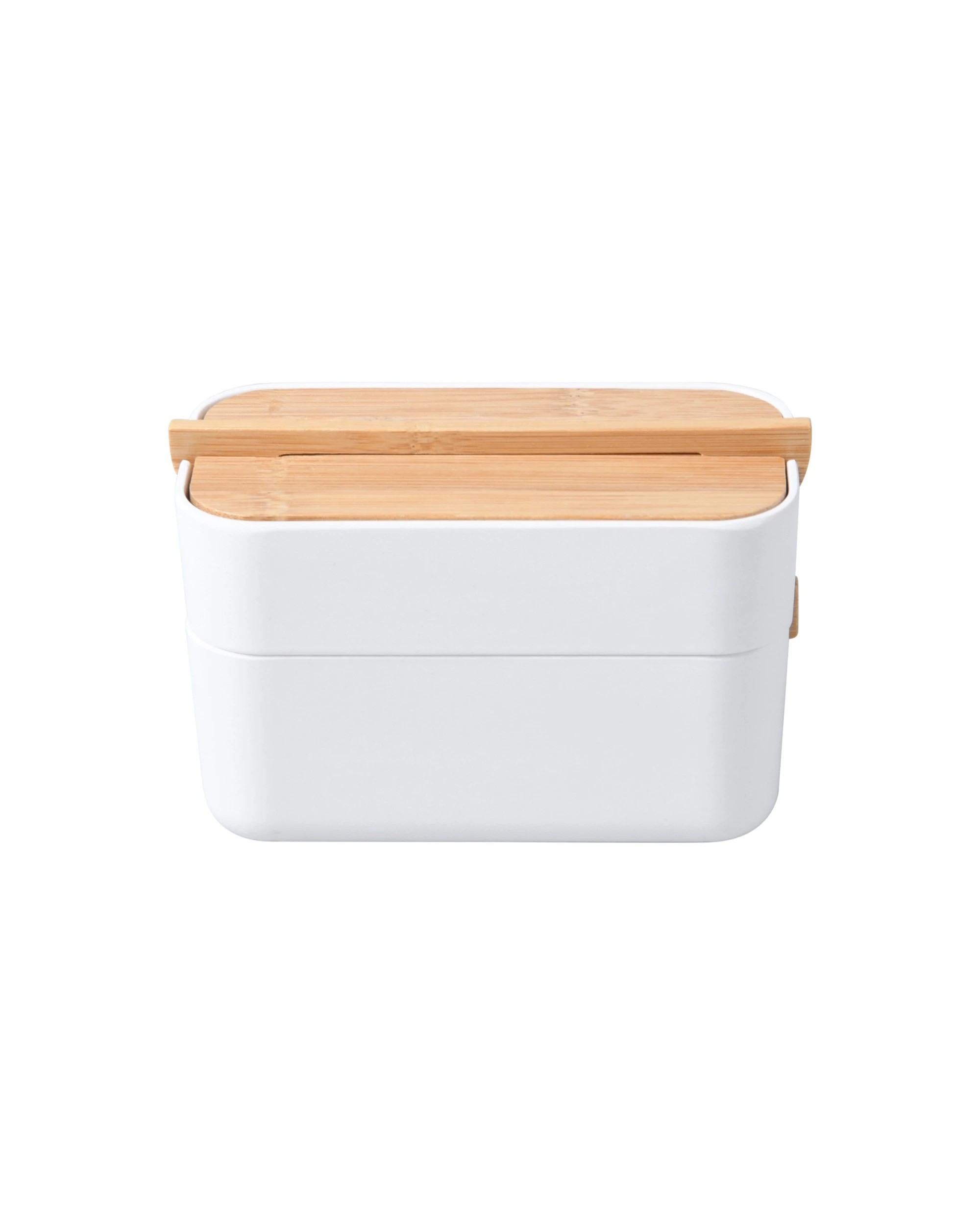 1 Takara Takae Bamboo Double Layer Jewellery Box - White, 1 of 6