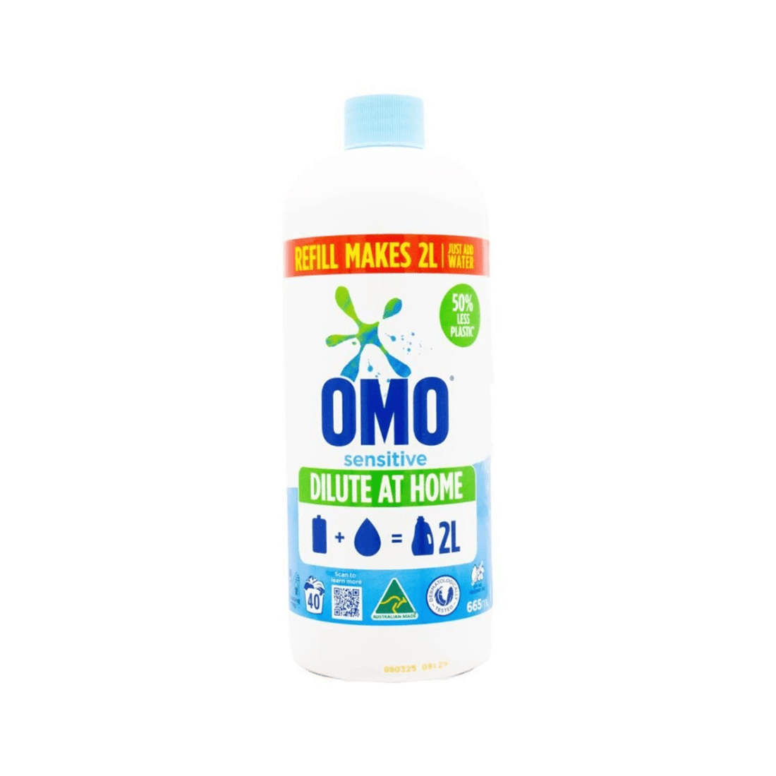 2 Omo 2PK Sensitive Laundry Refill Detergent 665ml Concentrated Eco Refill, 2 of 3