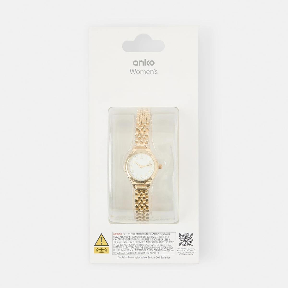5 Womens Metal Round Watch Gold, 5 of 6