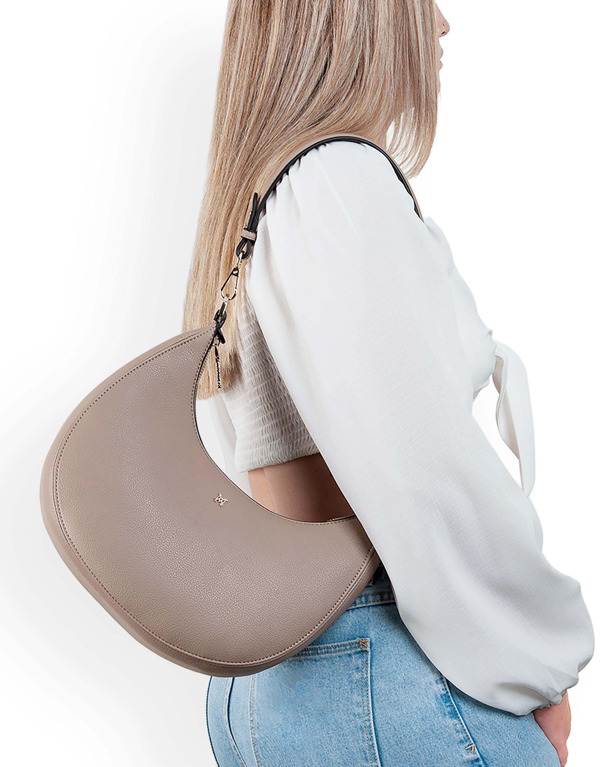 4 Madison Accessories Pia Crescent Hobo Convertible Crossbody TAUPE, 4 of 5
