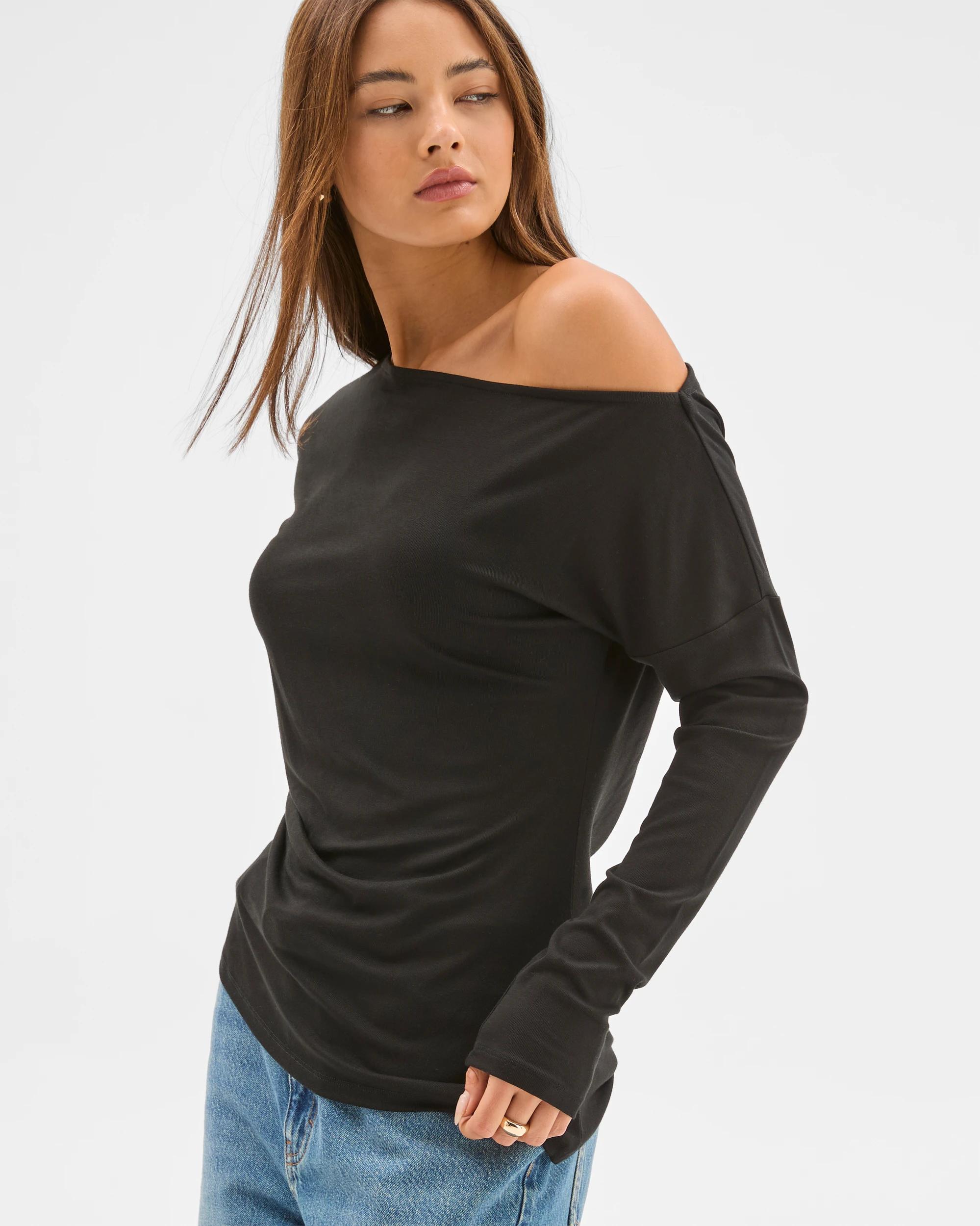 3 Lily Loves Asymmetrical Top BLACK, 3 of 5