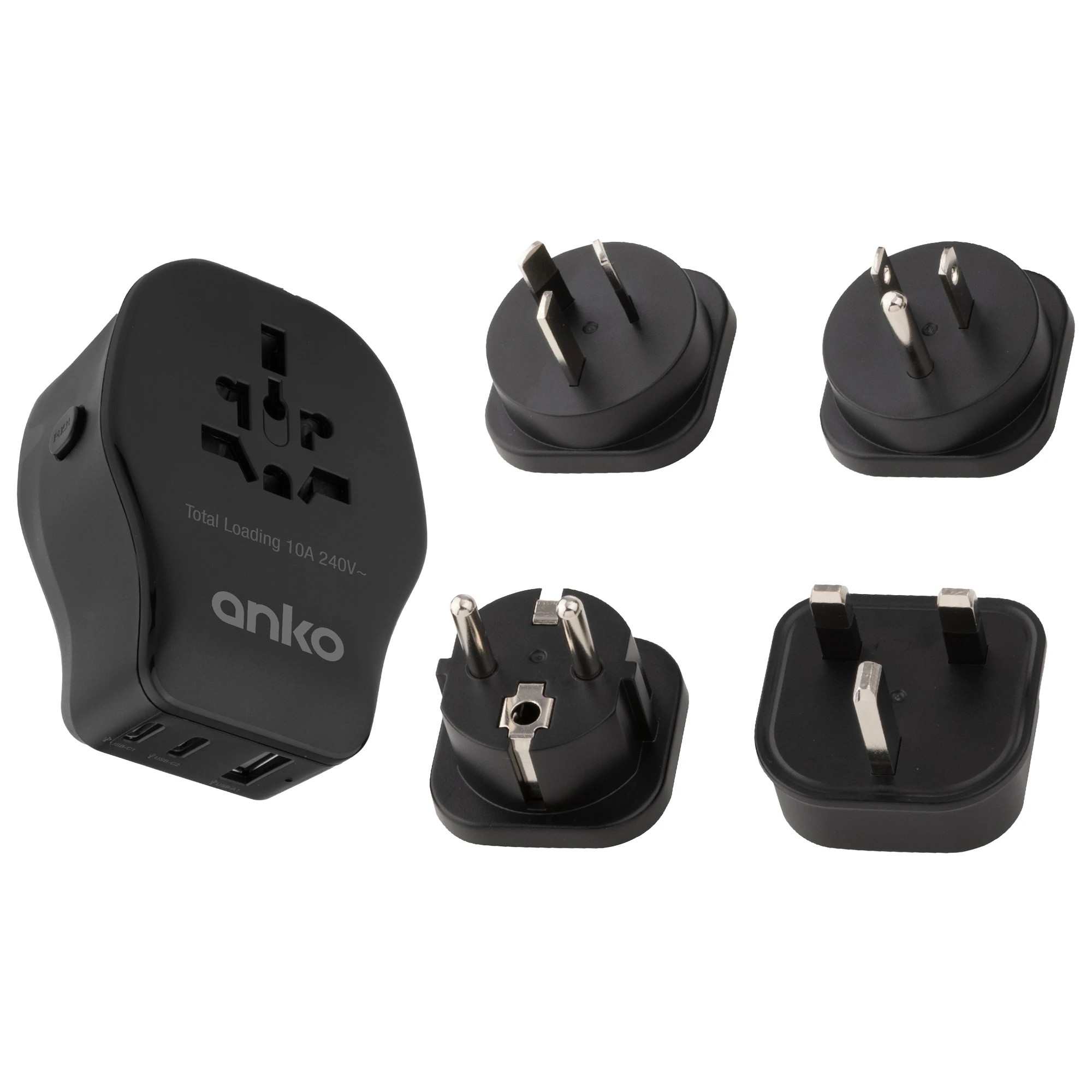 1 Anko Universal Multi - Plug Travel Adaptor - Black, 1 of 4