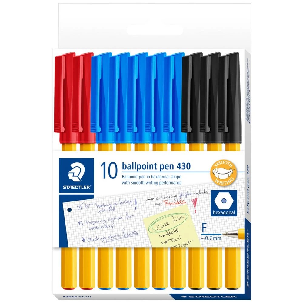 1 Staedtler 430 Stick Ballpoint Pens Fine Assorted 10 Pack, 1 of 6