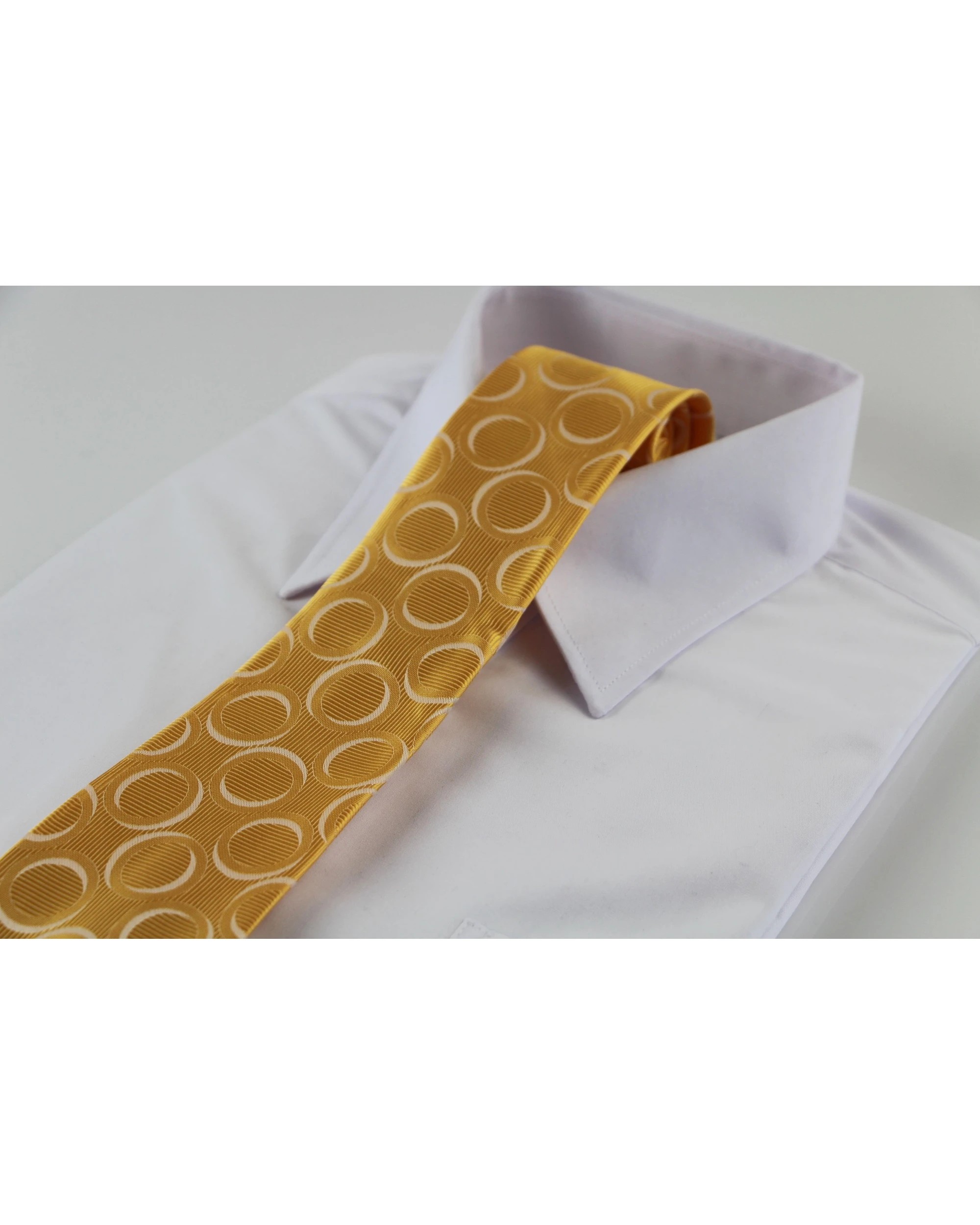 1 Zasel Mens Yellow Gold Circle Patterned 8cm Neck Tie, 1 of 2