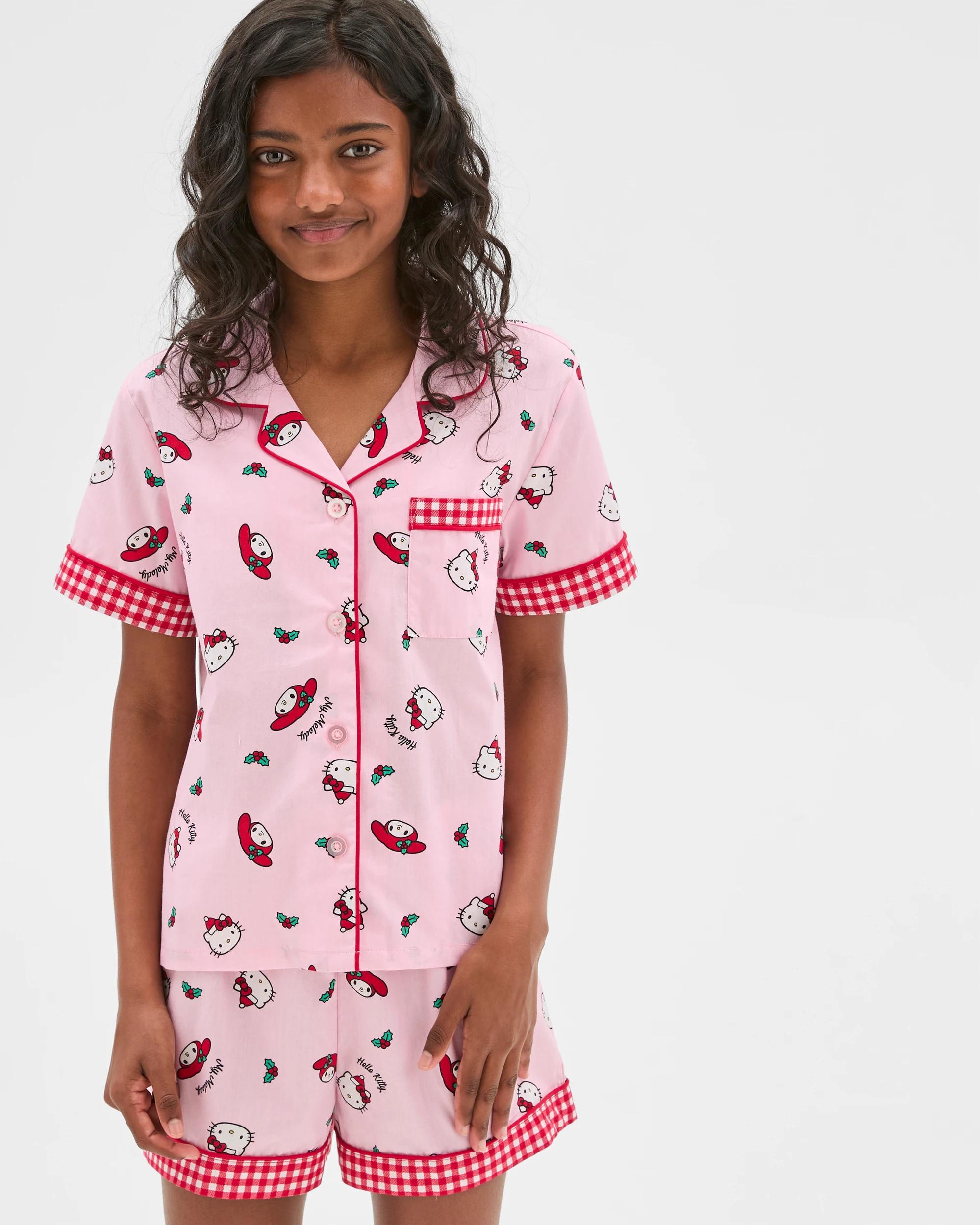 2 Hello Kitty Older Girls' Christmas Cotton Woven Pyjama Set, Red (size 14) HELLO KITTY, 2 of 8