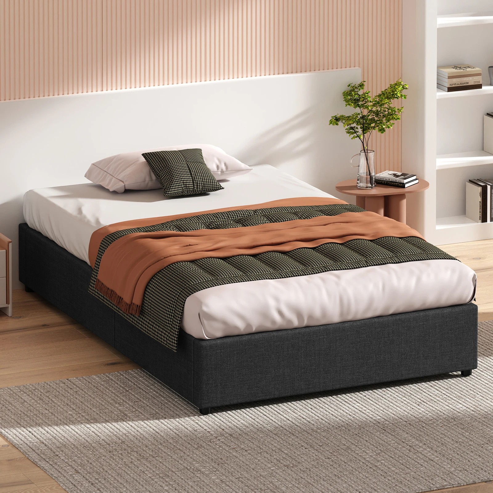 8 Alfordson Bed Frame Single Size Gas Lift Storage Mattress Base Barlow - Charcoal, 8 of 10