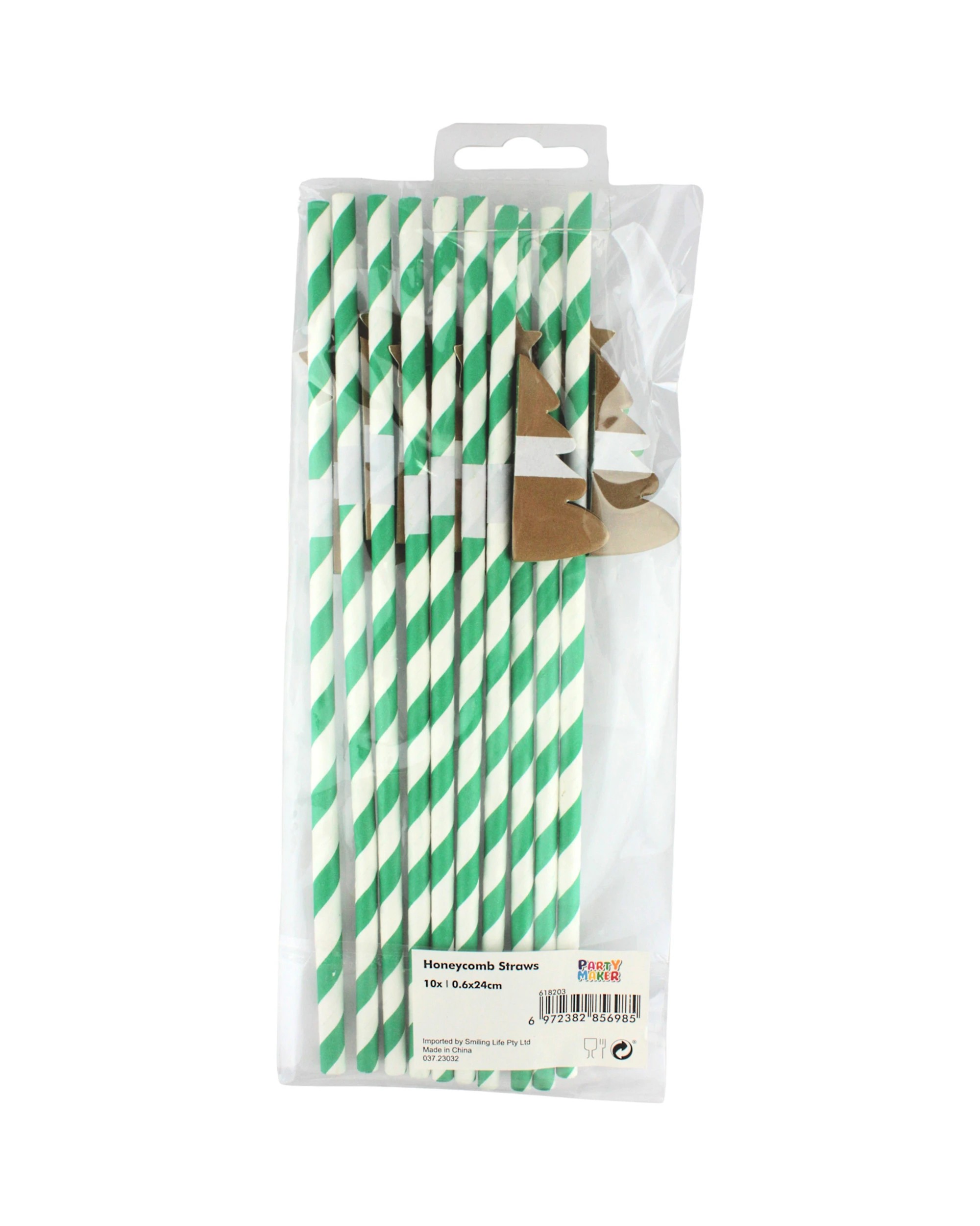 3 Party Maker Christmas Tree Honeycomb Straws Pack of 10 - Green, 3 of 3