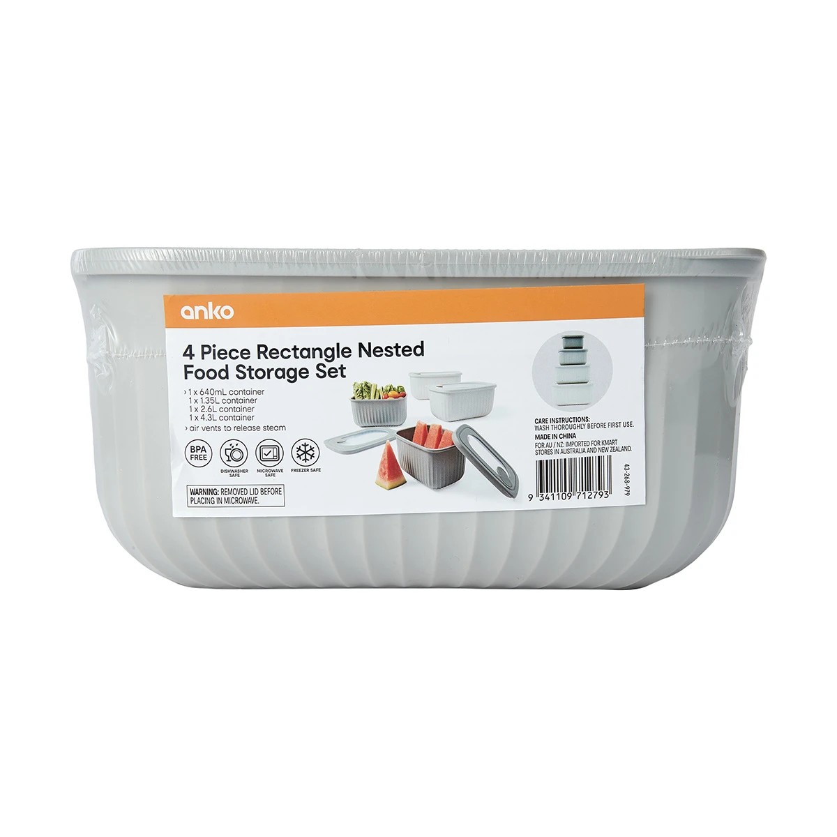 10 4 Piece Rectangle Nested Food Storage Set - Grey, 10 of 10