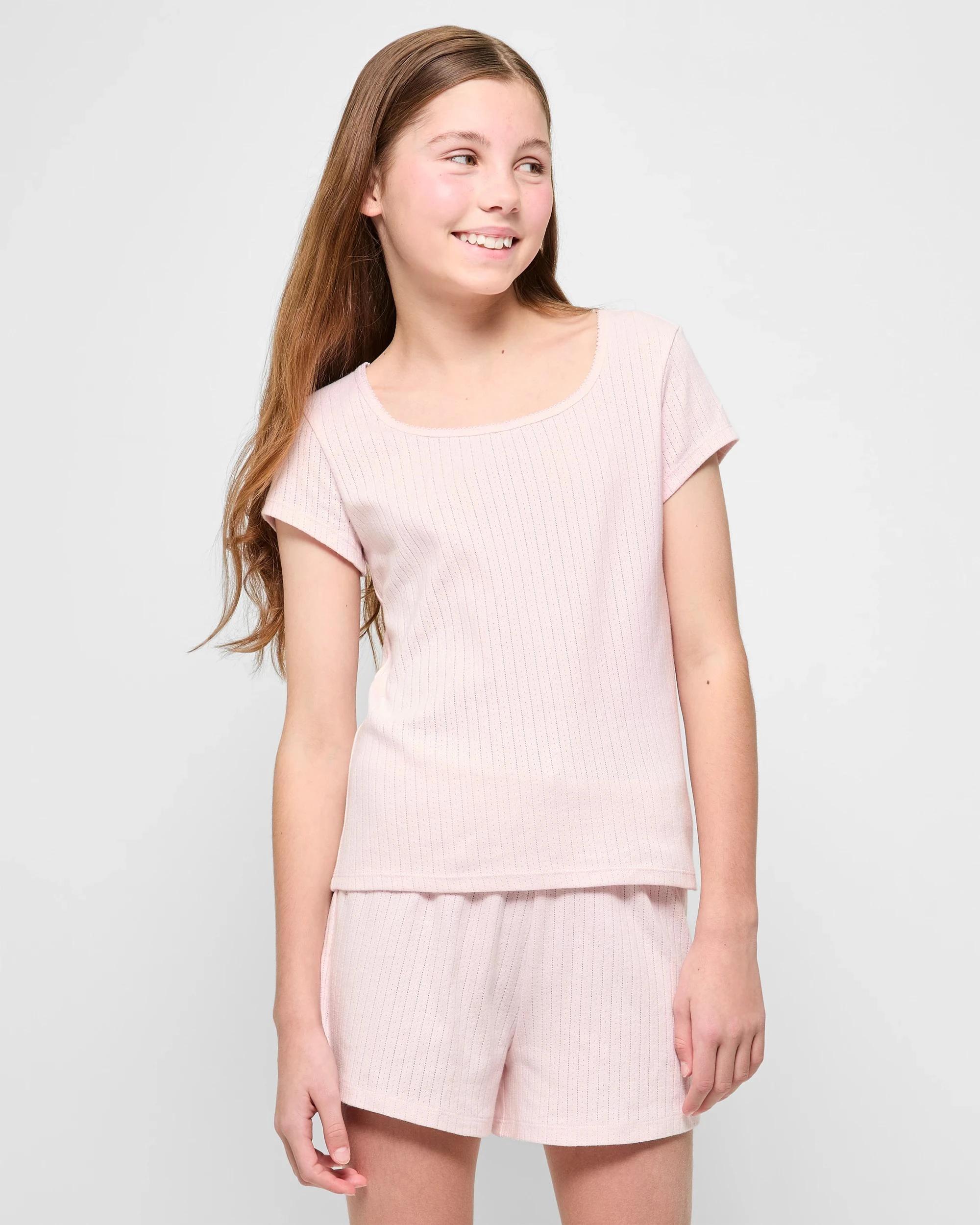 1 Target Australian Cotton Older Girls Pointelle Pyjama Set PINK, 1 of 6