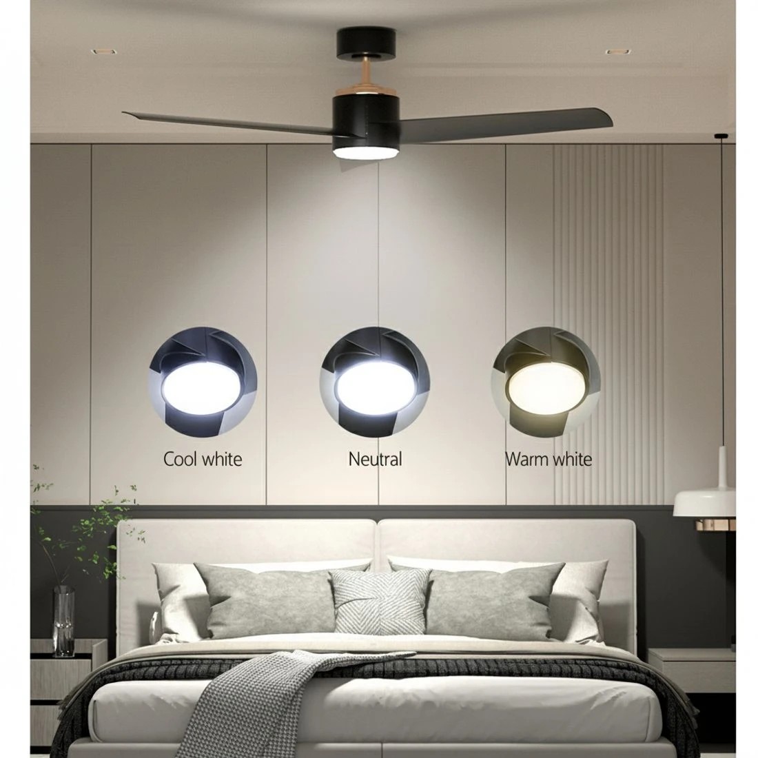 5 Devanti 52'' Ceiling Fan DC Motor w/Light w/Remote - Black, 5 of 6