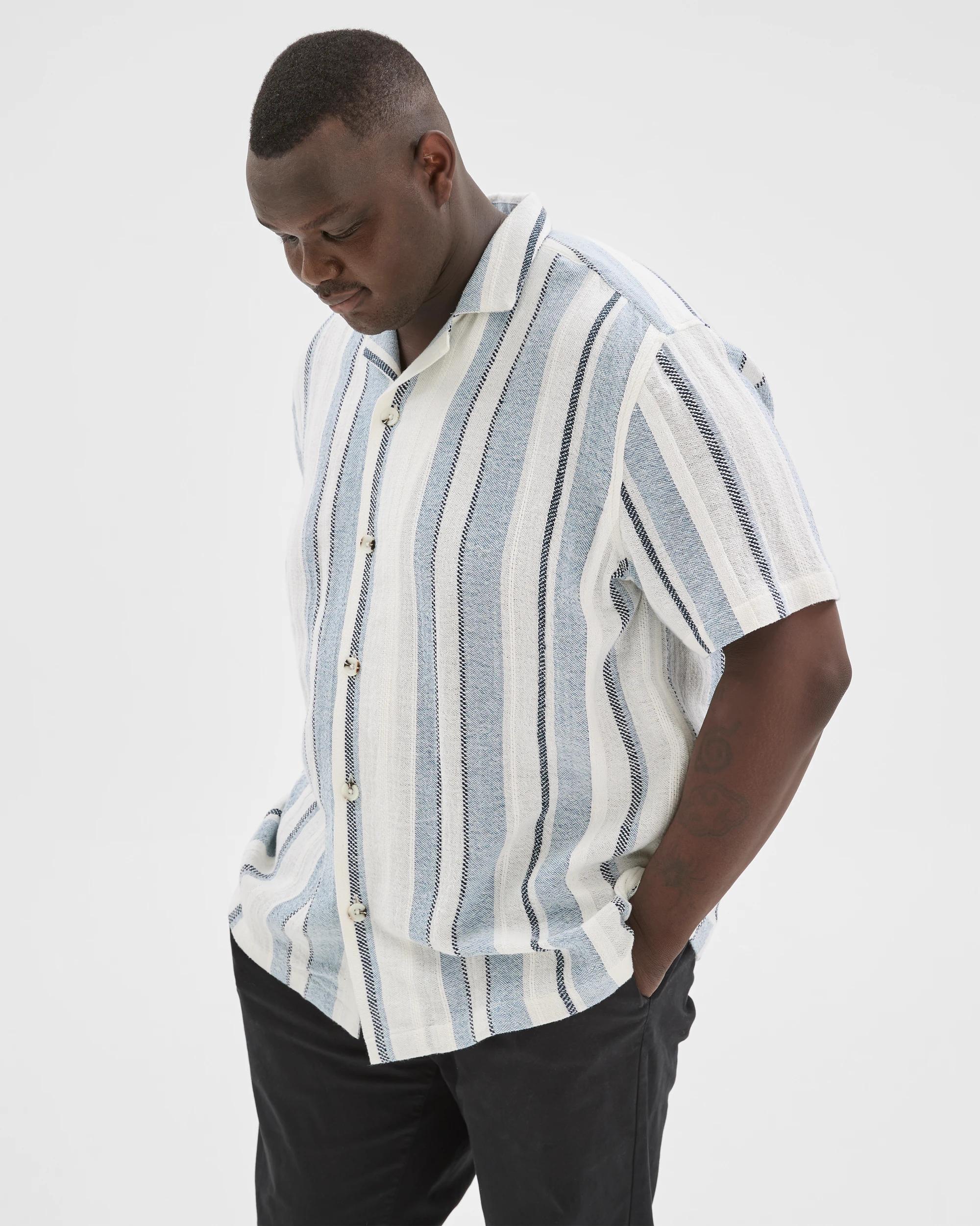 4 Target Man Plus Size Short Sleeve Textured Shirt BLUE, 4 of 7