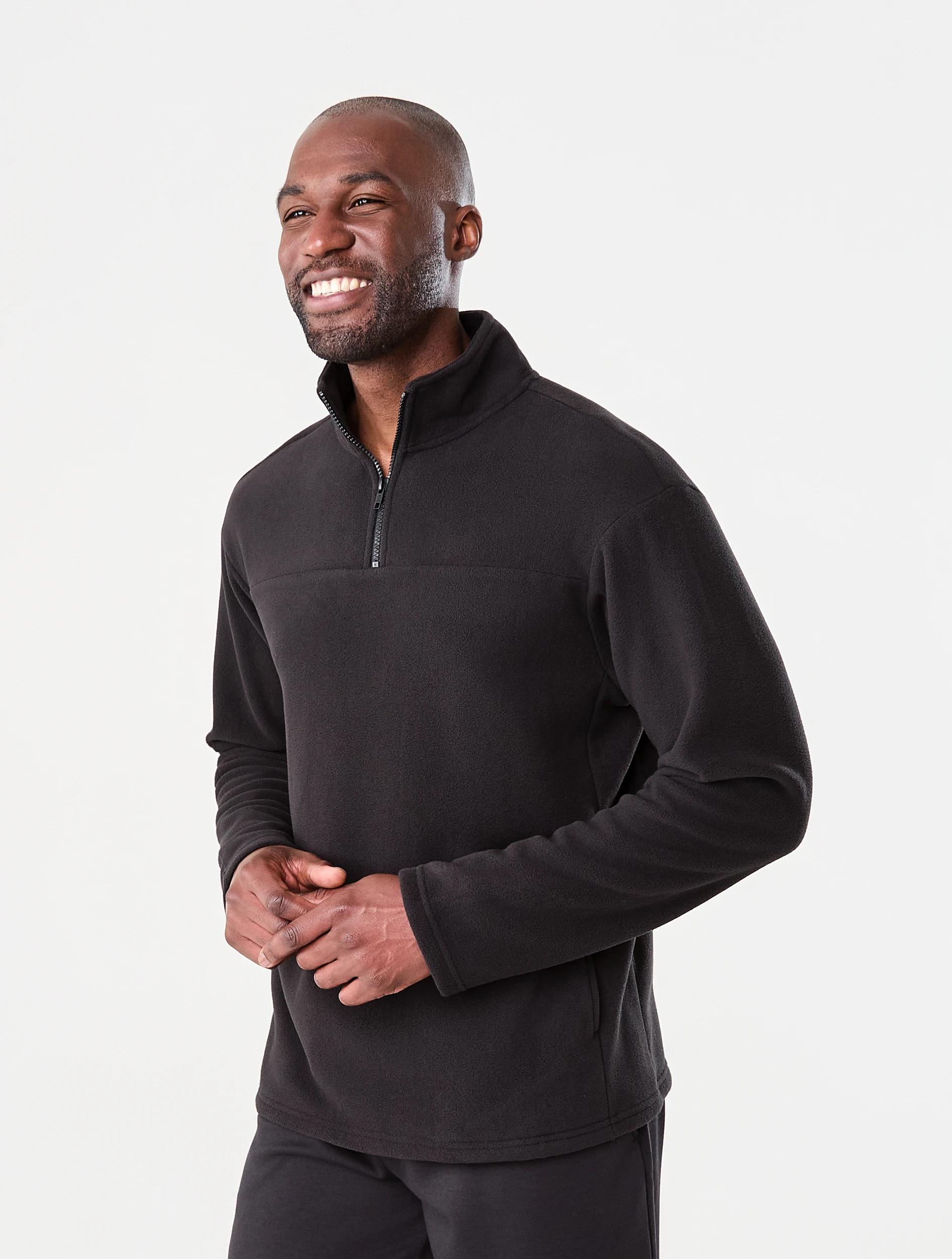 2 Active Mens Polar Fleece Quarter Zip Long Sleeve Black W26, 2 of 6