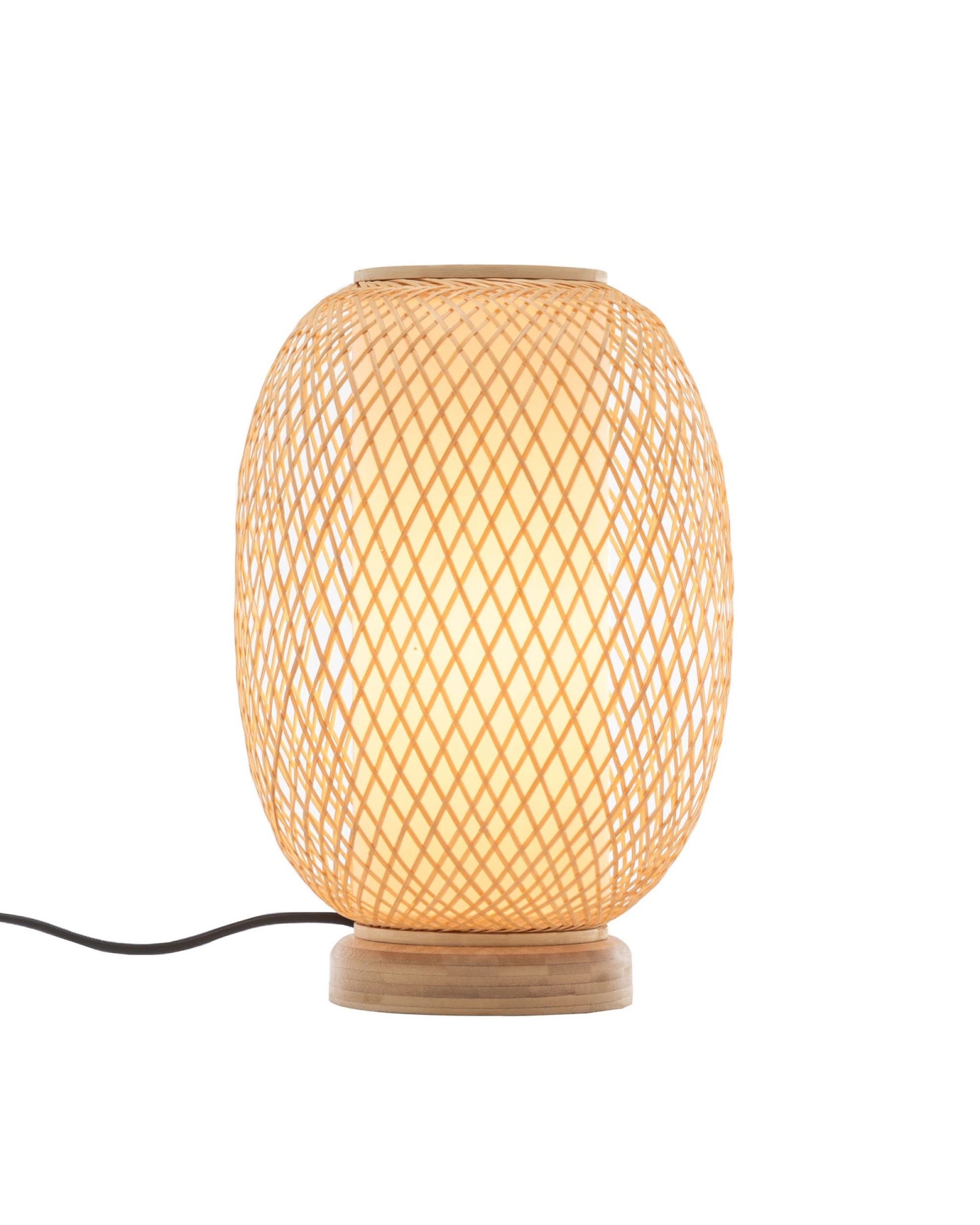 1 BR Home Natural Woven Bamboo Oval Table Lamp Light Shade Boho Tropical, 1 of 5