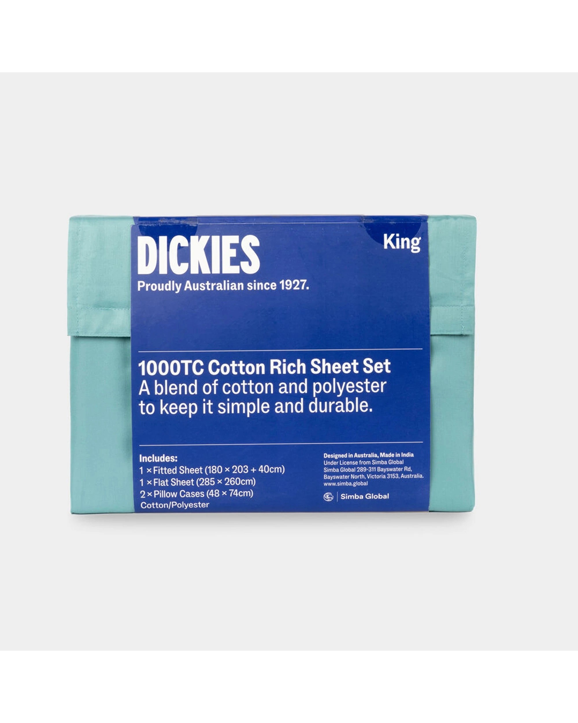 5 Dickies 1000TC Cotton Rich Bed Bedding Sheet Set Seafoam - King Bed - Green, 5 of 5
