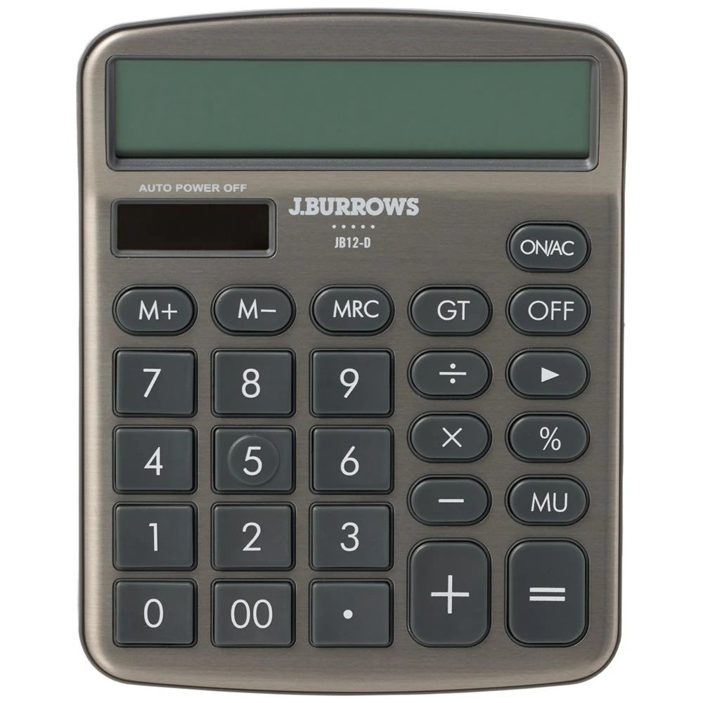 1 J.Burrows Recycled Desktop 12 Digit Calculator Silver, 1 of 4