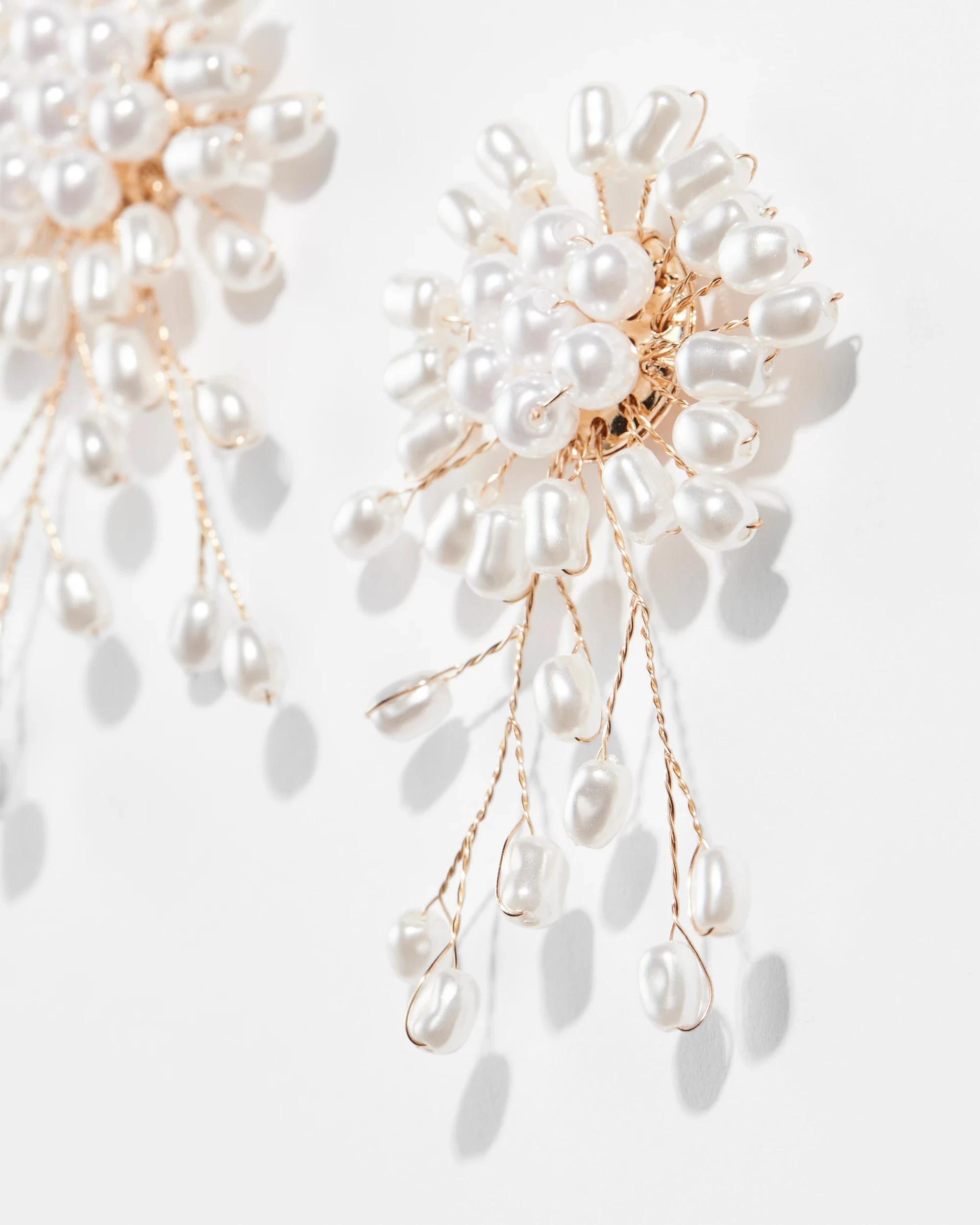 1 Target Faux Pearl Bead Starburst Drop Earrings GOLD, 1 of 1