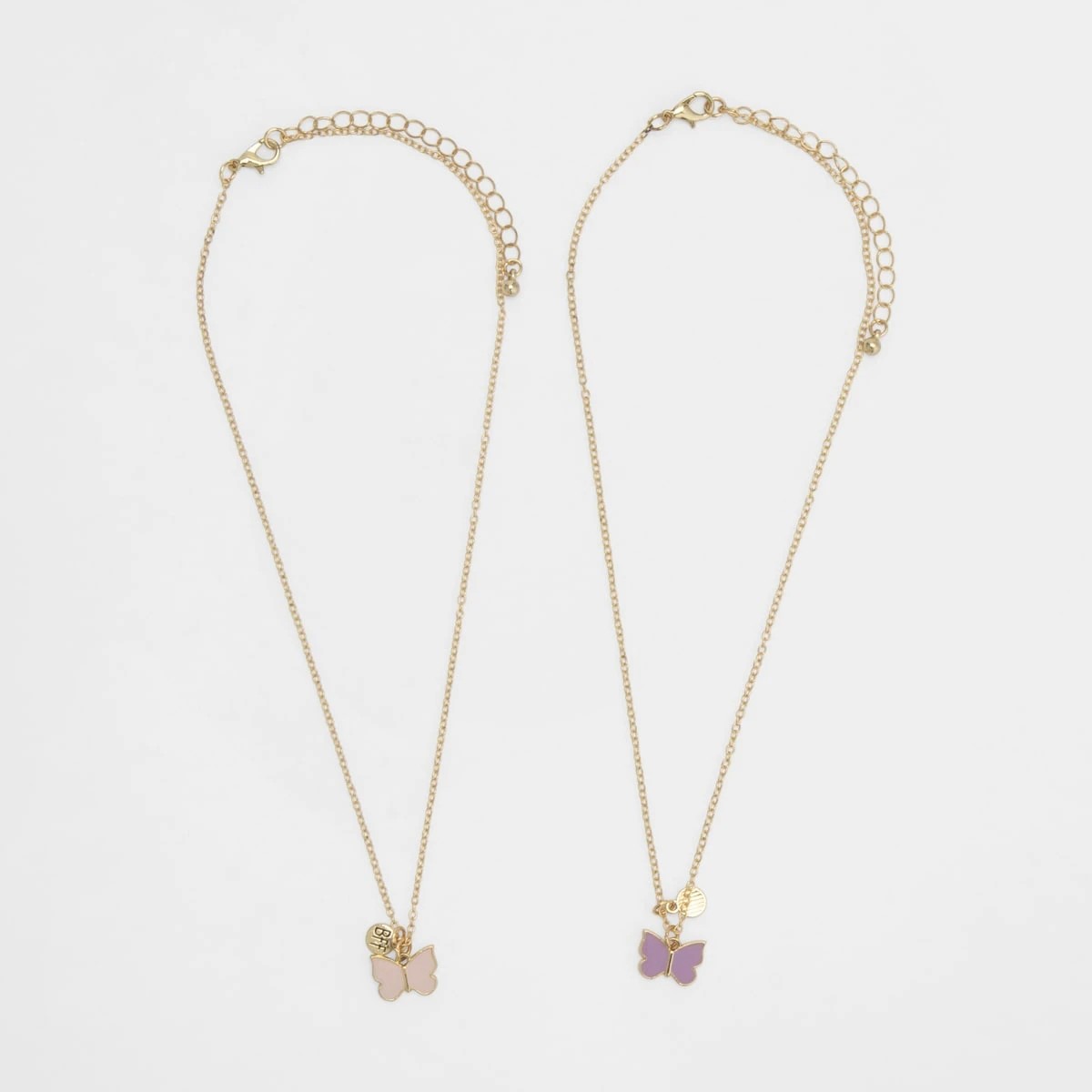 1 2 Pack BFF Butterfly Necklace - Pink, Purple and Gold Tone, 1 of 3