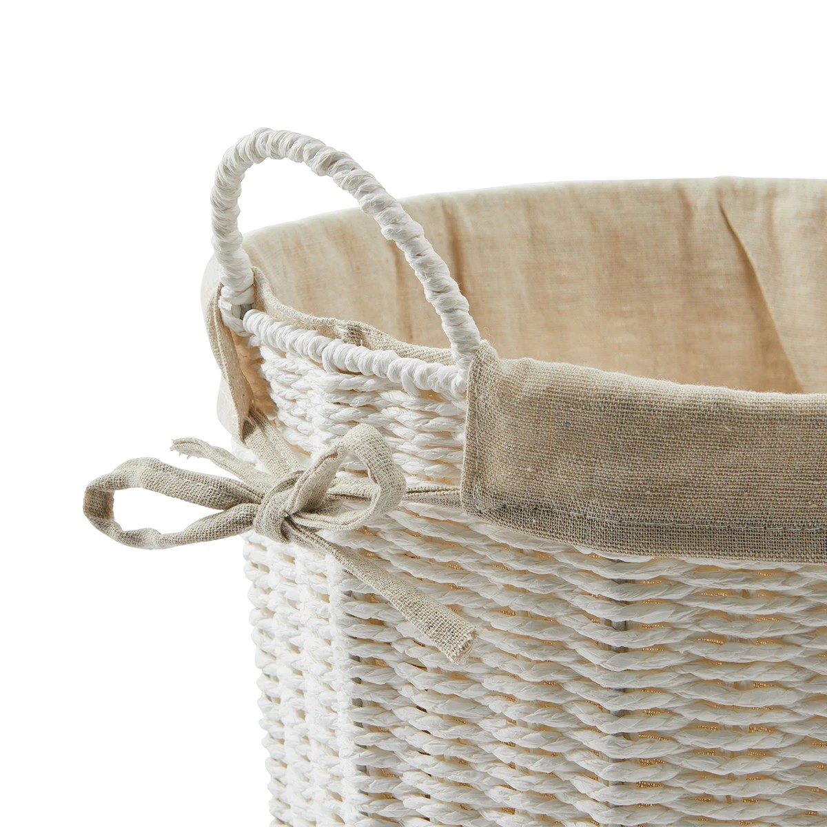5 Round Paper Rope Basket with Liner - White, 5 of 6