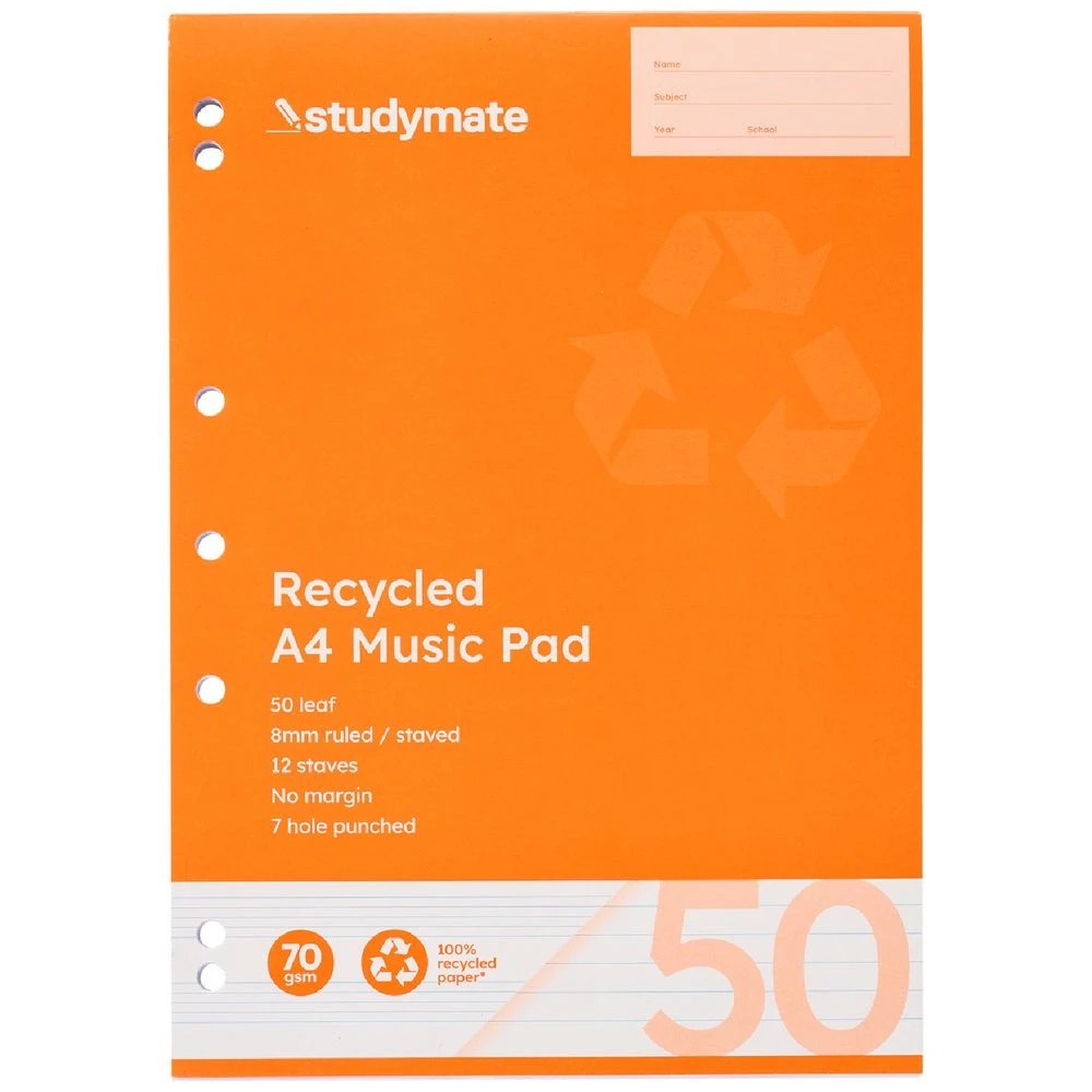 2 Studymate A4 Recycled Music Pad 50 Leaf, 2 of 3