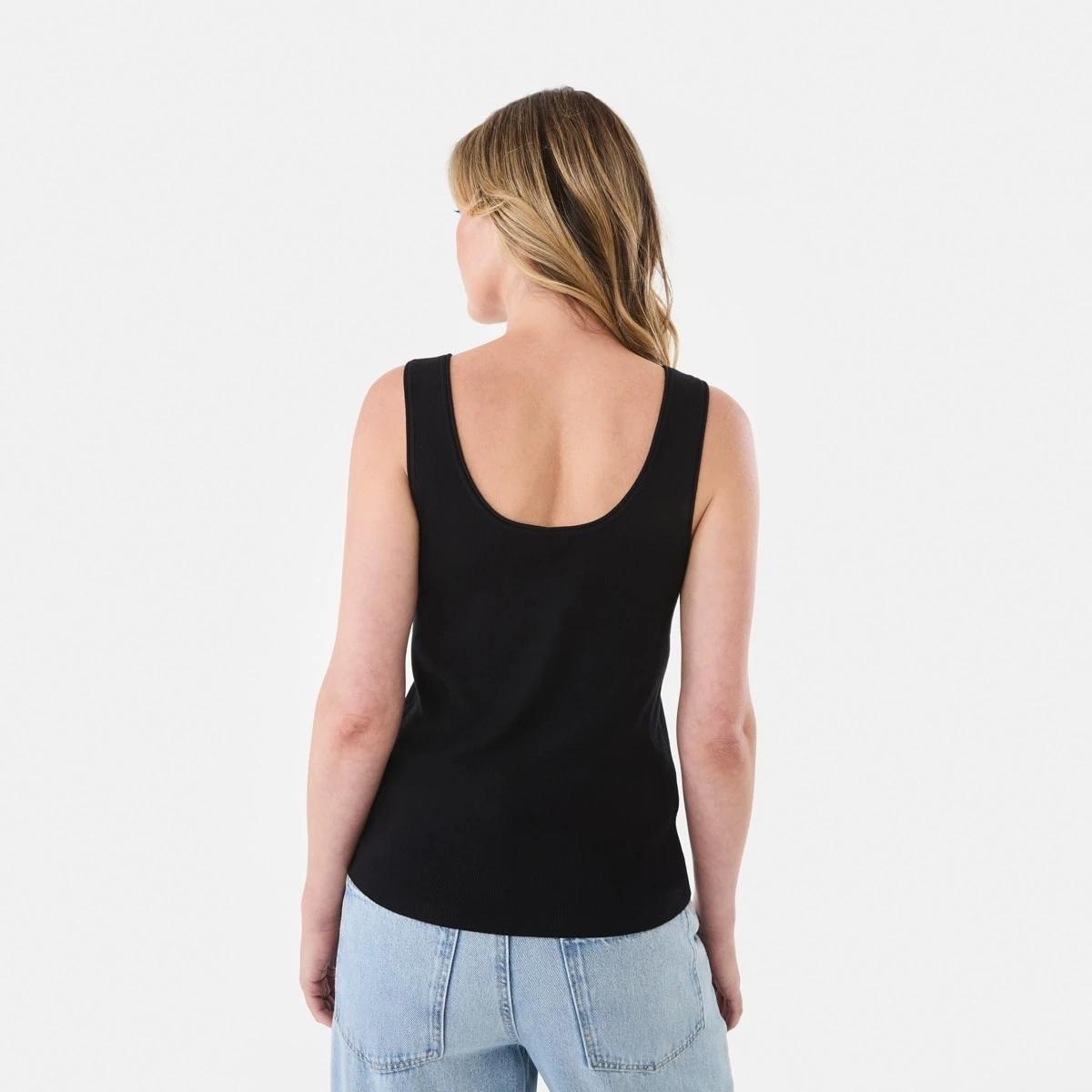 3 Sleeveless True Knit Scoop Neck Tank Black, 3 of 5