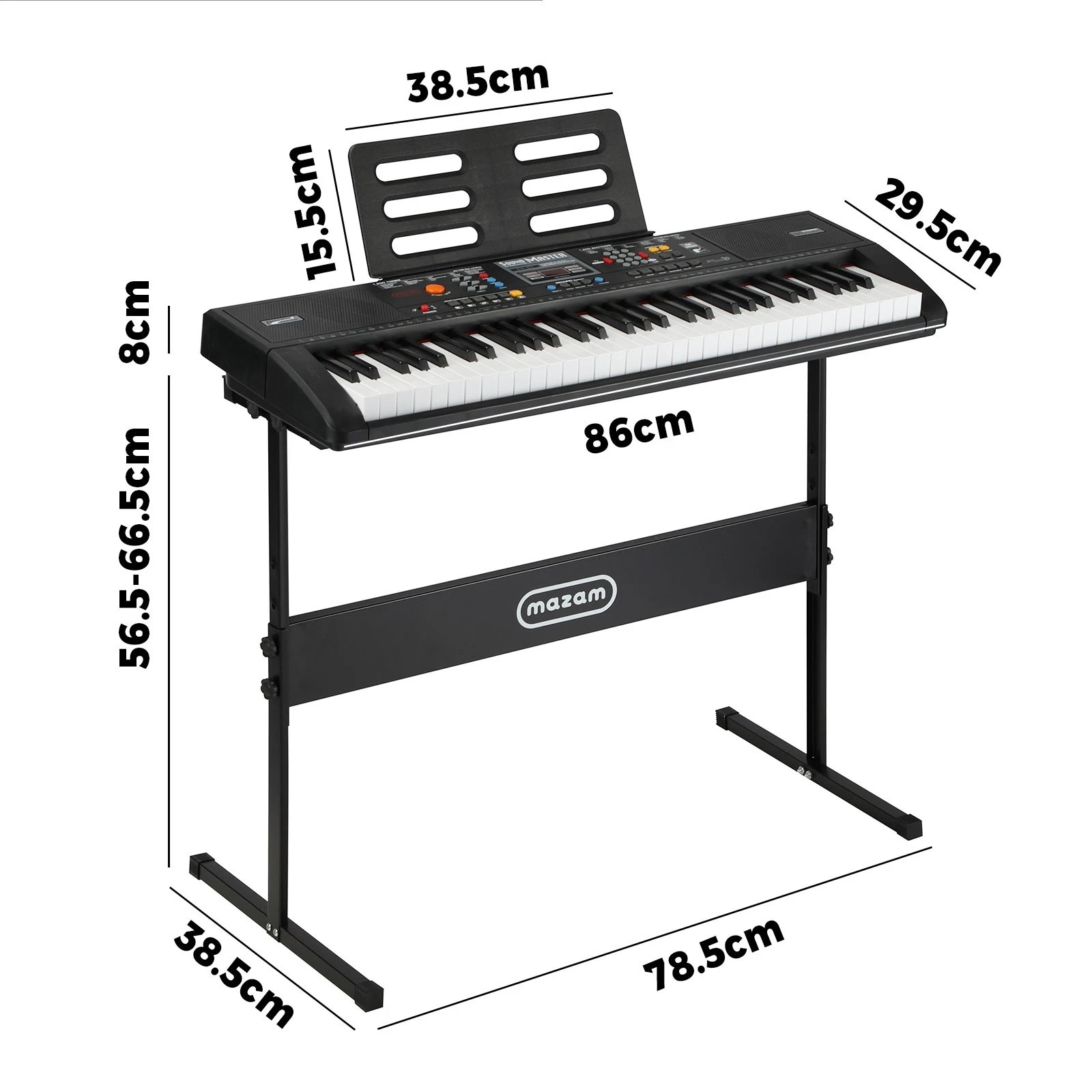2 Mazam 61 Keys Piano Keyboard Electronic Keyboard with Stand - Black, 2 of 10
