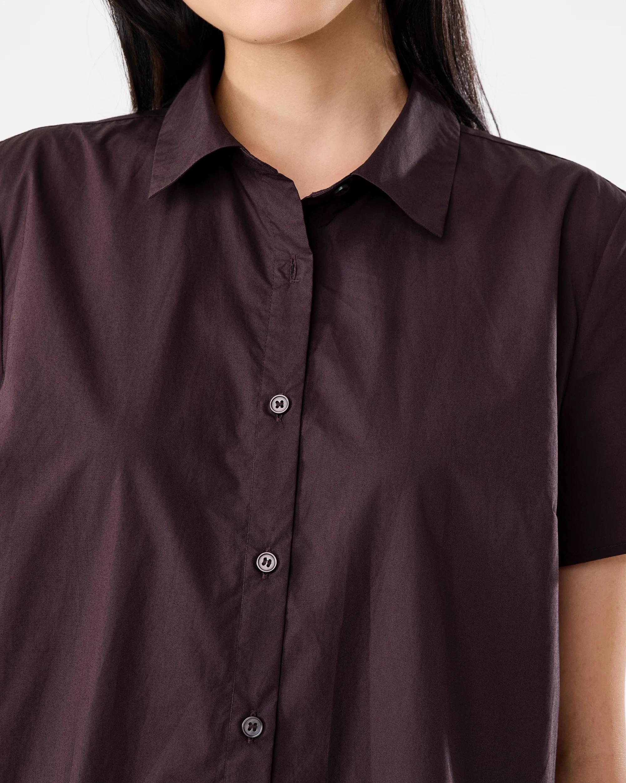 5 Short Sleeve Drop Waist Shirt Midi Dress Fudge, 5 of 7