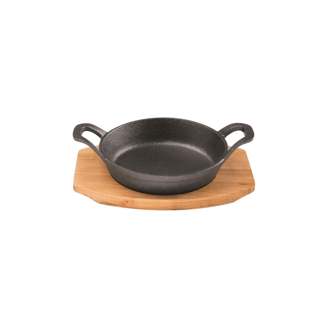 1 Pyrolux Pyrocast 15.5cm Cast Iron Round Gratin With Maple Tray And Handles
 - Black, 1 of 3
