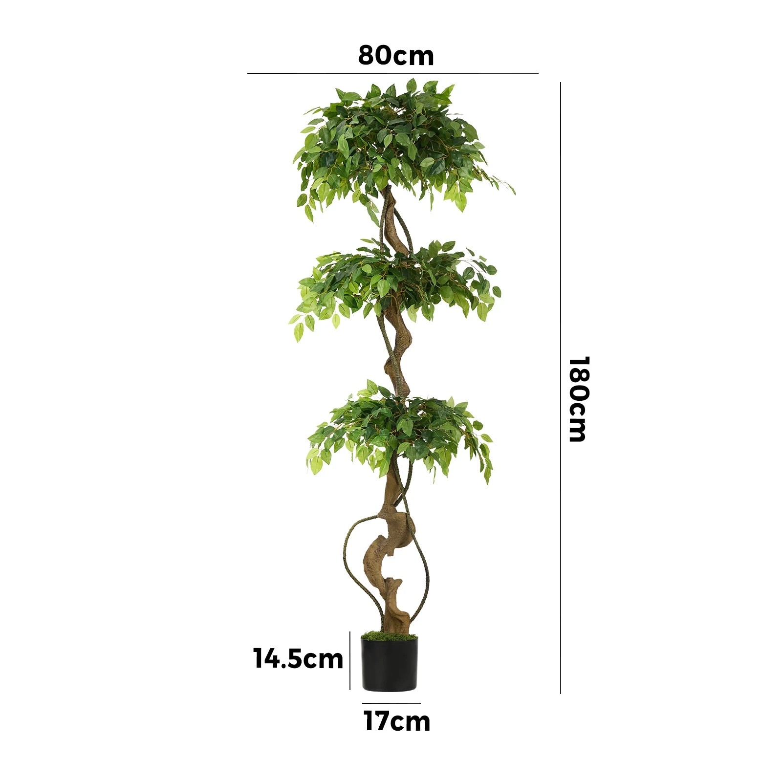 2 Livsip 180cm Artificial Ficus Tree Large Twisted Ficus - Green, 2 of 10